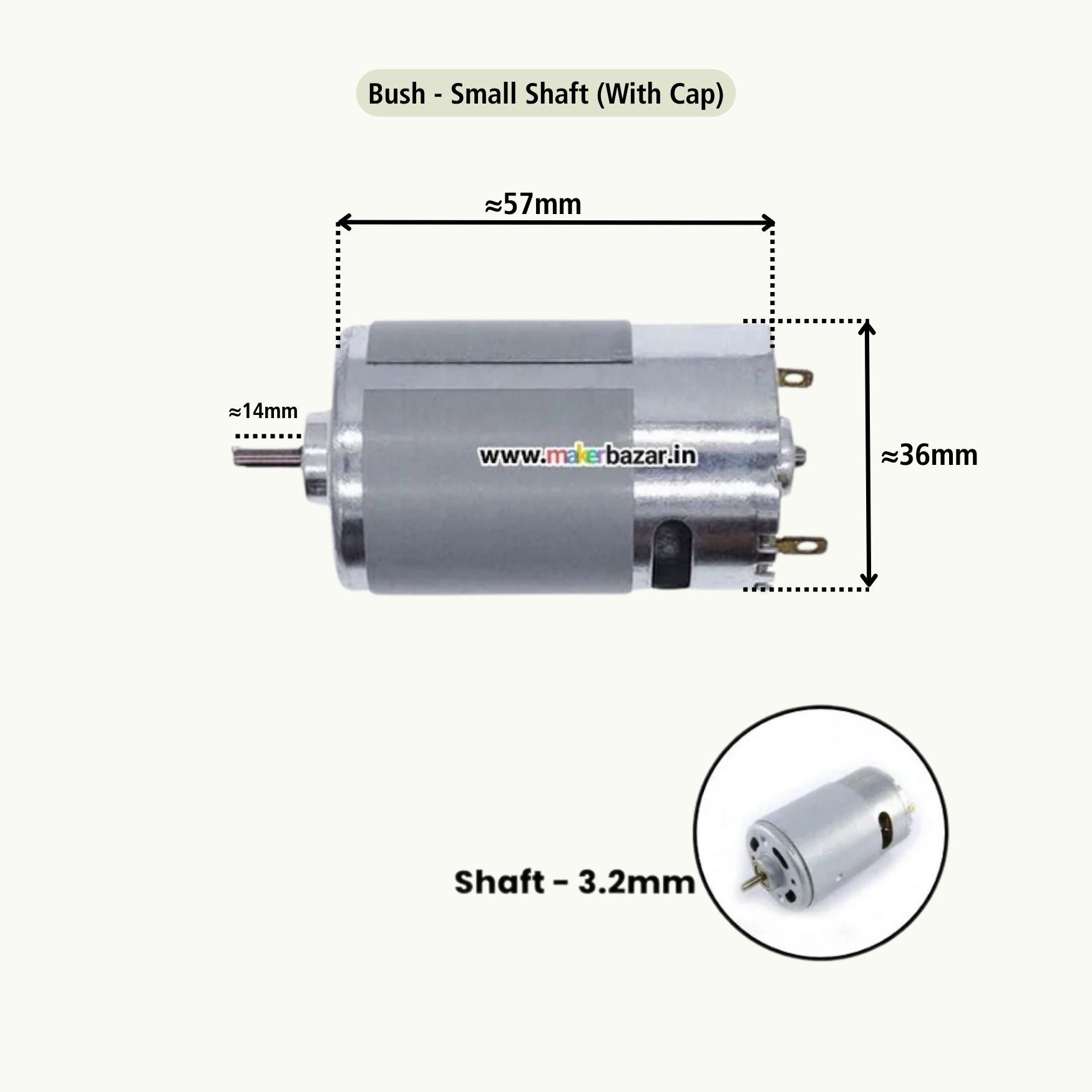 12VDC RS-555 Motor (With Cap) [Bush-Type]