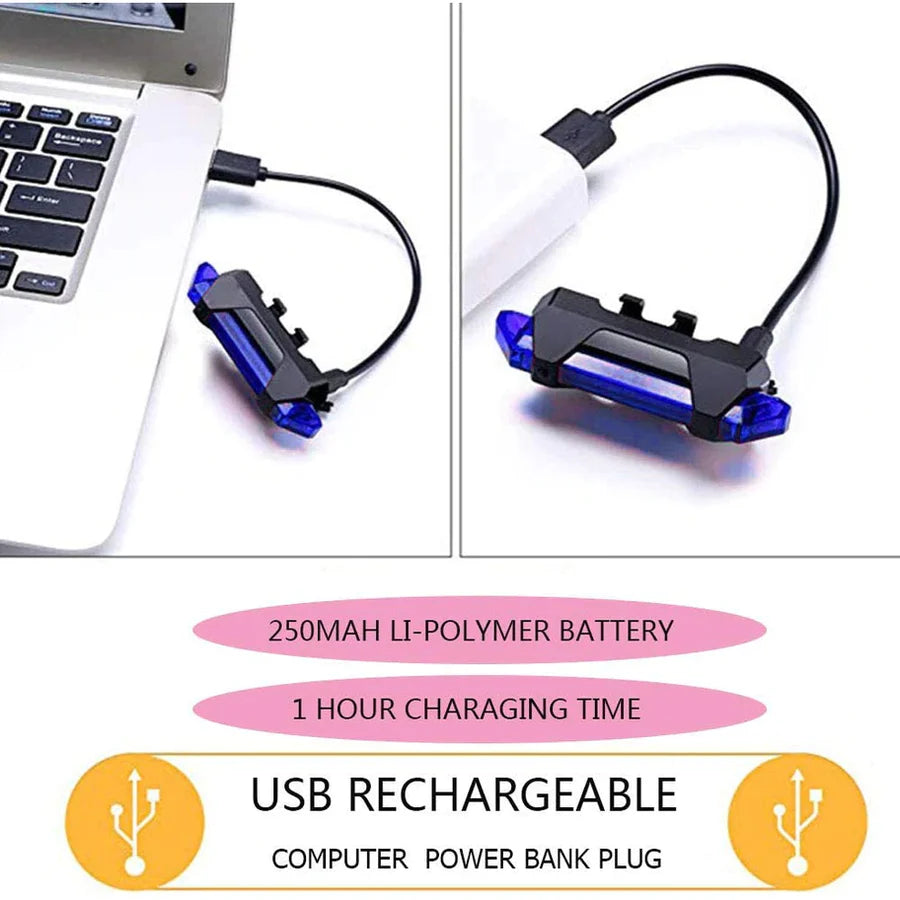 Waterproof USB Rechargeable Bike Light Tail Lamp for Safe Night Cycling