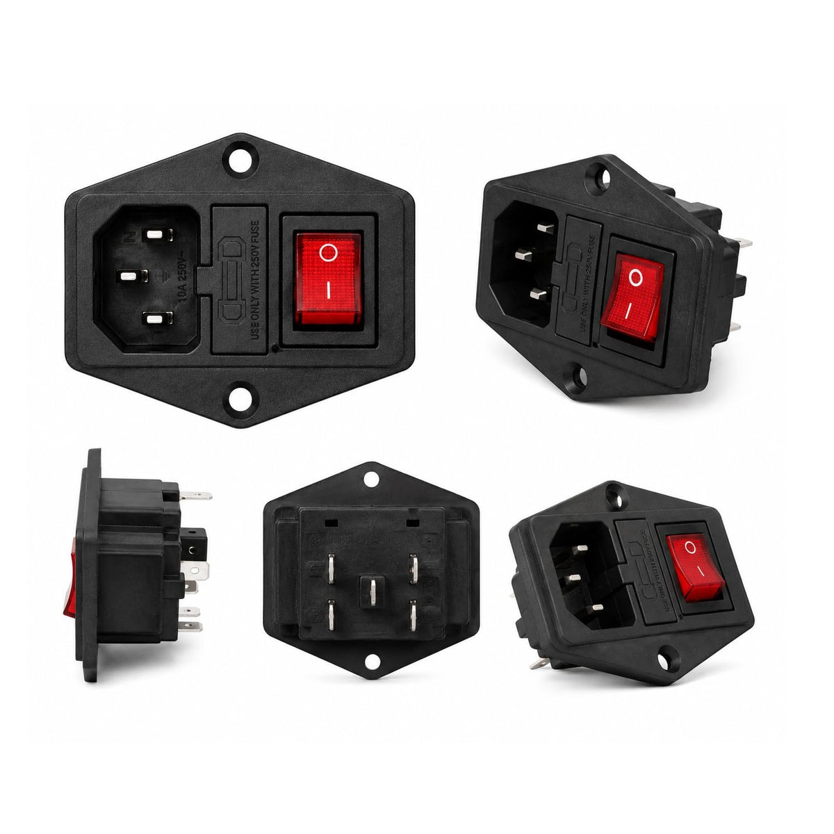 250VAC 10A IEC320 C14 Male Power Cord Inlet Socket