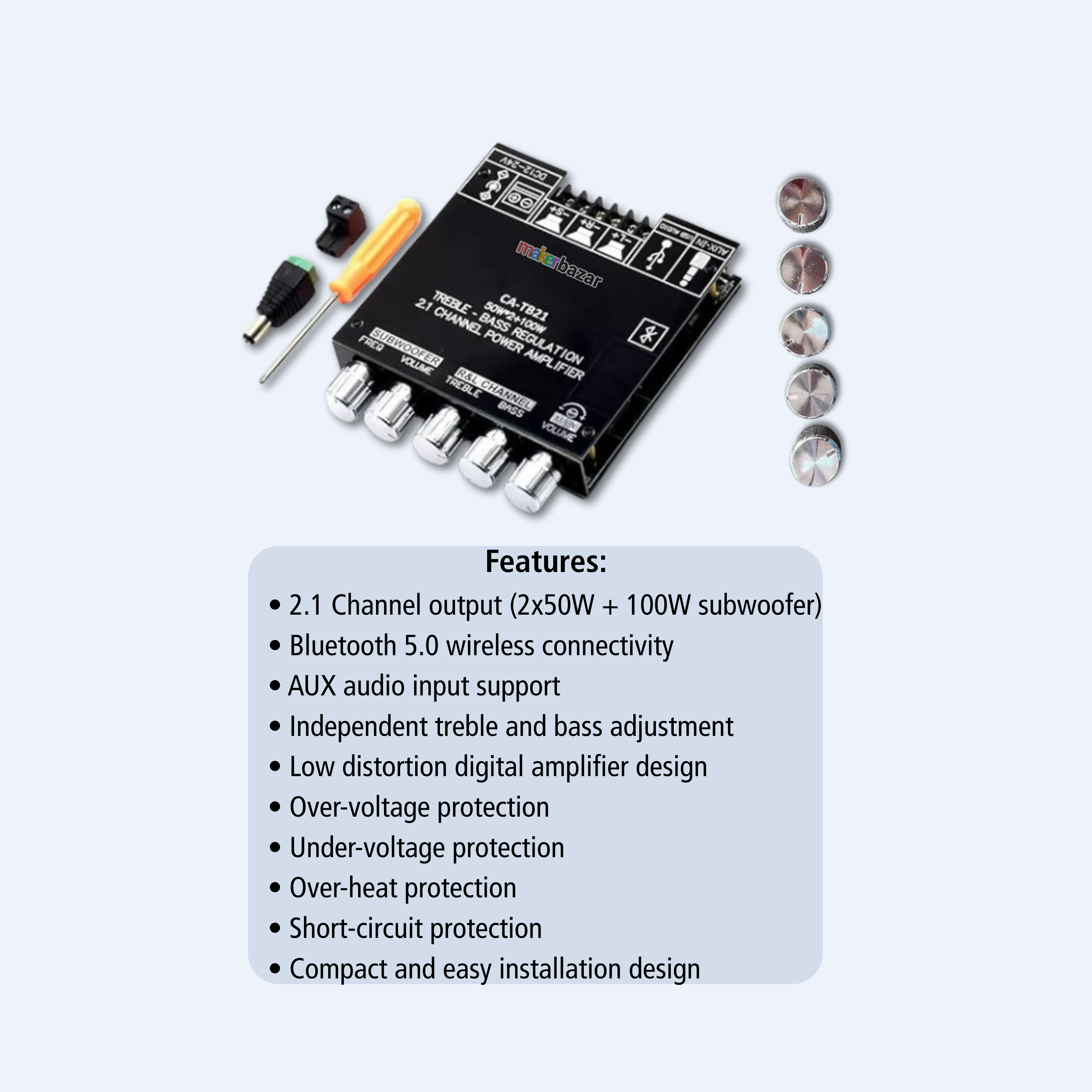 CA-TB21 2.1 Channel Bluetooth Audio Amplifier Board 2x50W + 100W