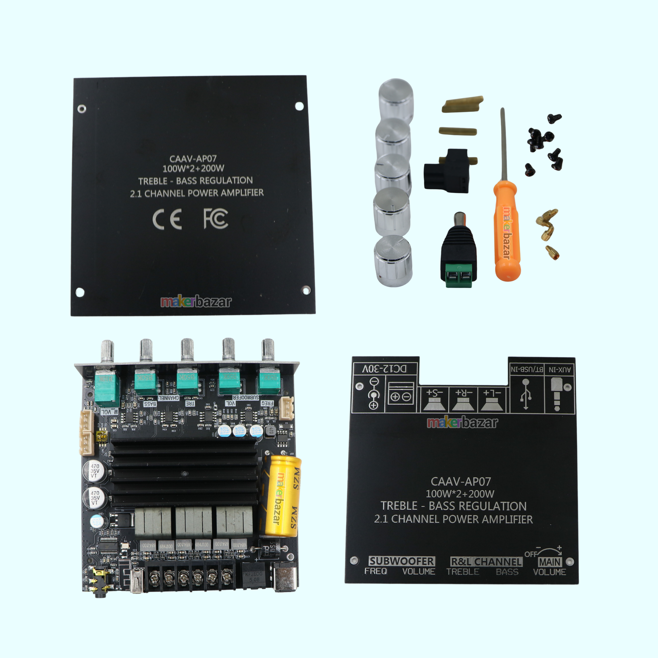 CAAV-AP07 TPA3221 2.1 Channel Digital Audio Amplifier Board 100W×2 + 200W 5.1BT