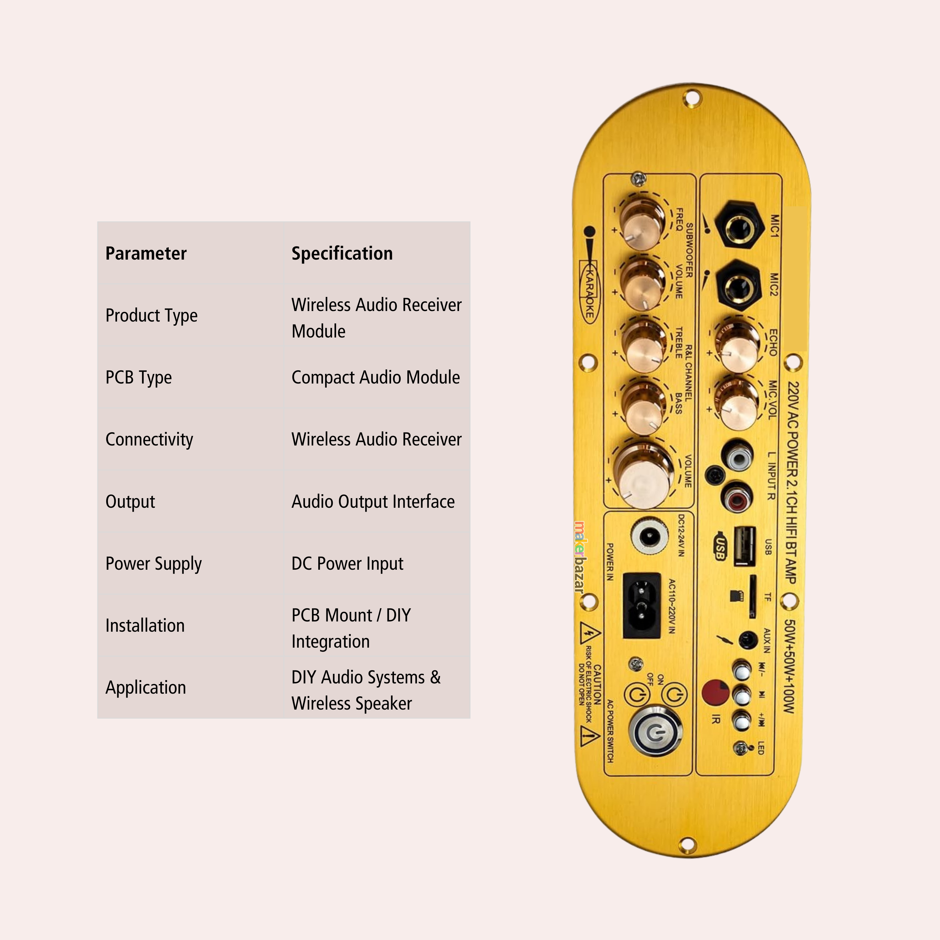 2.1CH CAAV-AP900 Wireless Karaoke Audio Amplifier Module