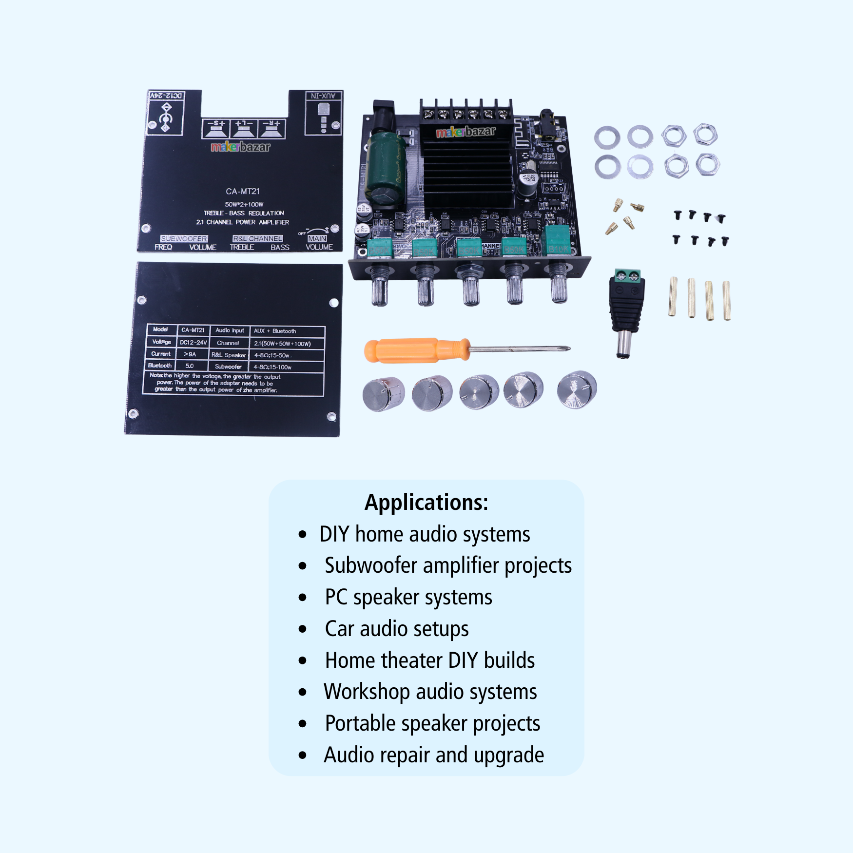 CA-MT21 BT Digital Amplifier Board 2.1 Channel Subwoofer DC12-24V