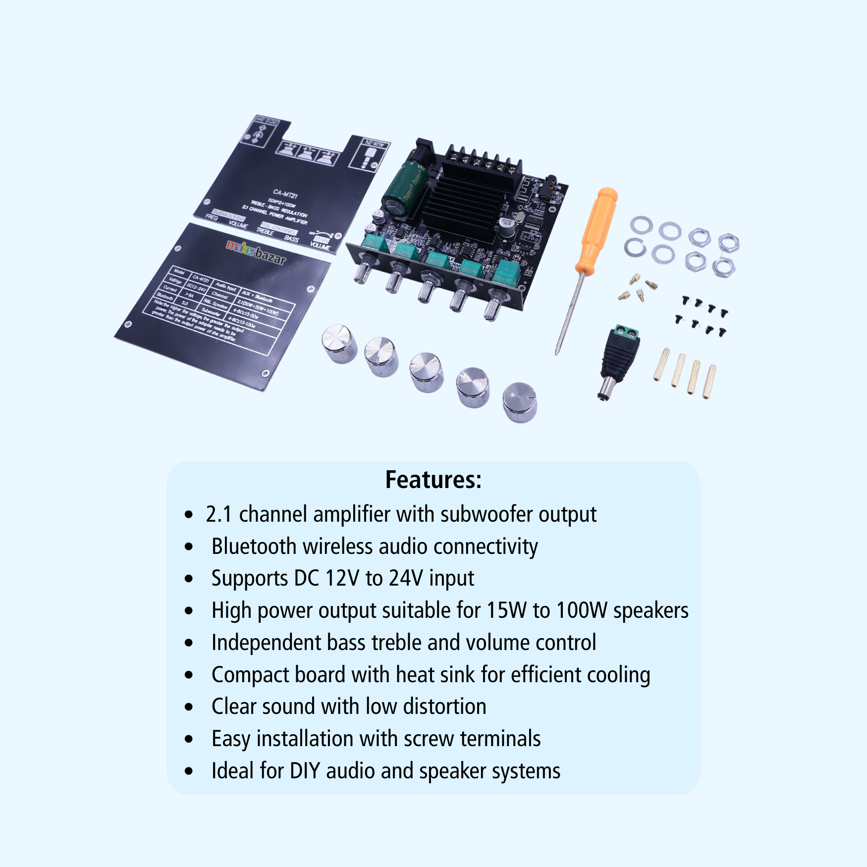 CA-MT21 BT Digital Amplifier Board 2.1 Channel Subwoofer DC12-24V