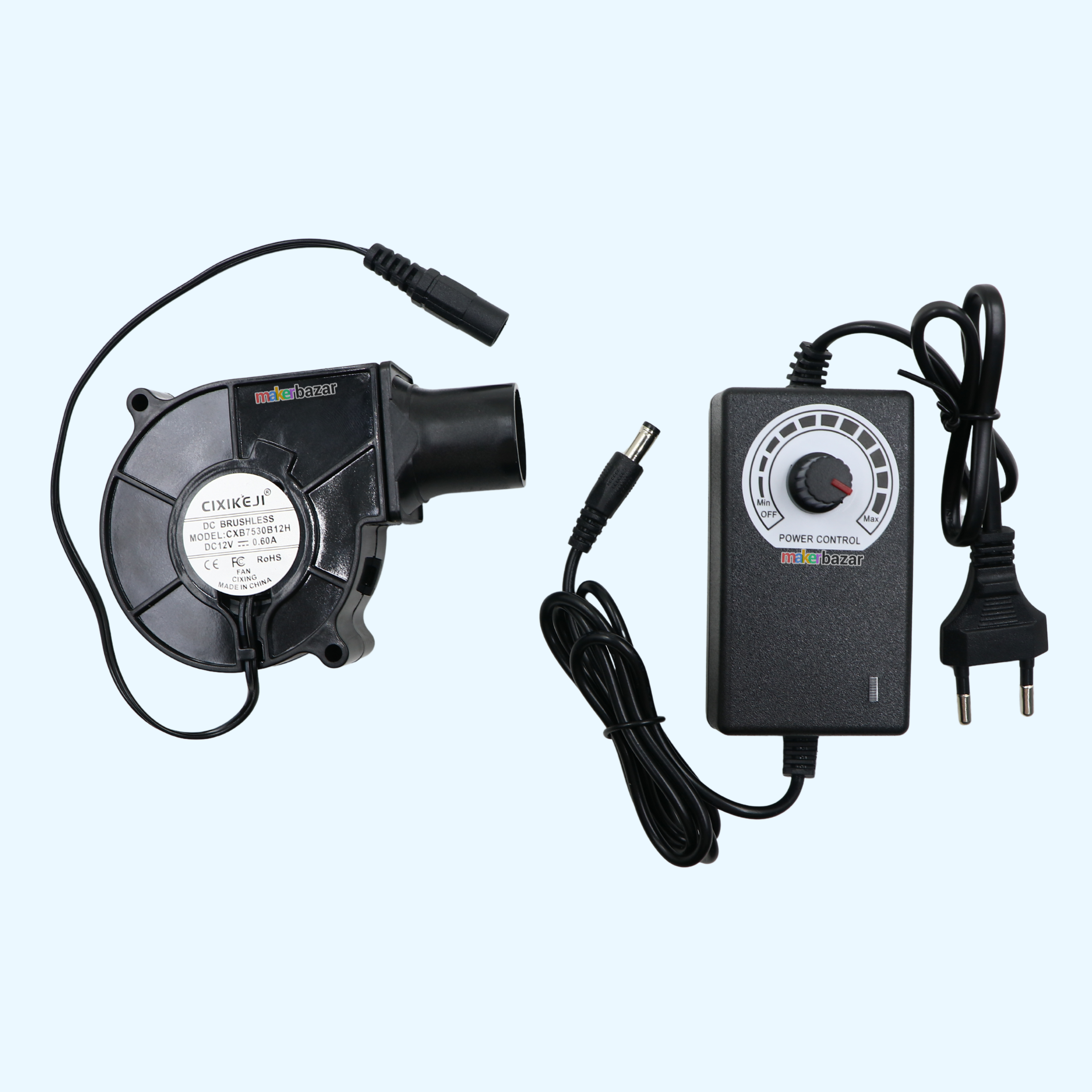 7530 12VDC Brushless Cooling Fan with Adjustable Speed Regulator Adapter