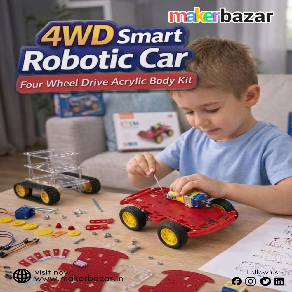 [Chassis with Accessories] 4WD Smart Robotic Car Four Wheel Drive Acrylic Body Kit