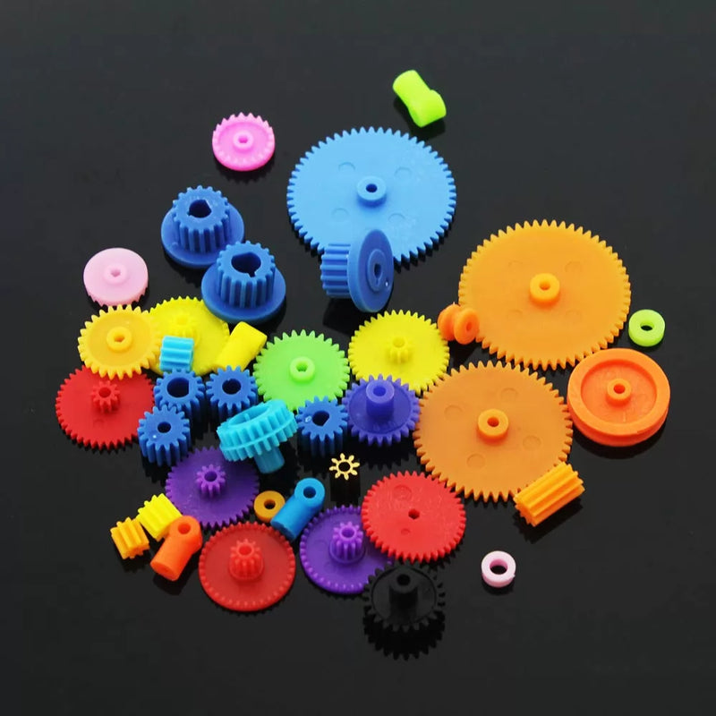 55pcs Colorful Plastic Motor Gear Pulley Fan Assorted Kit