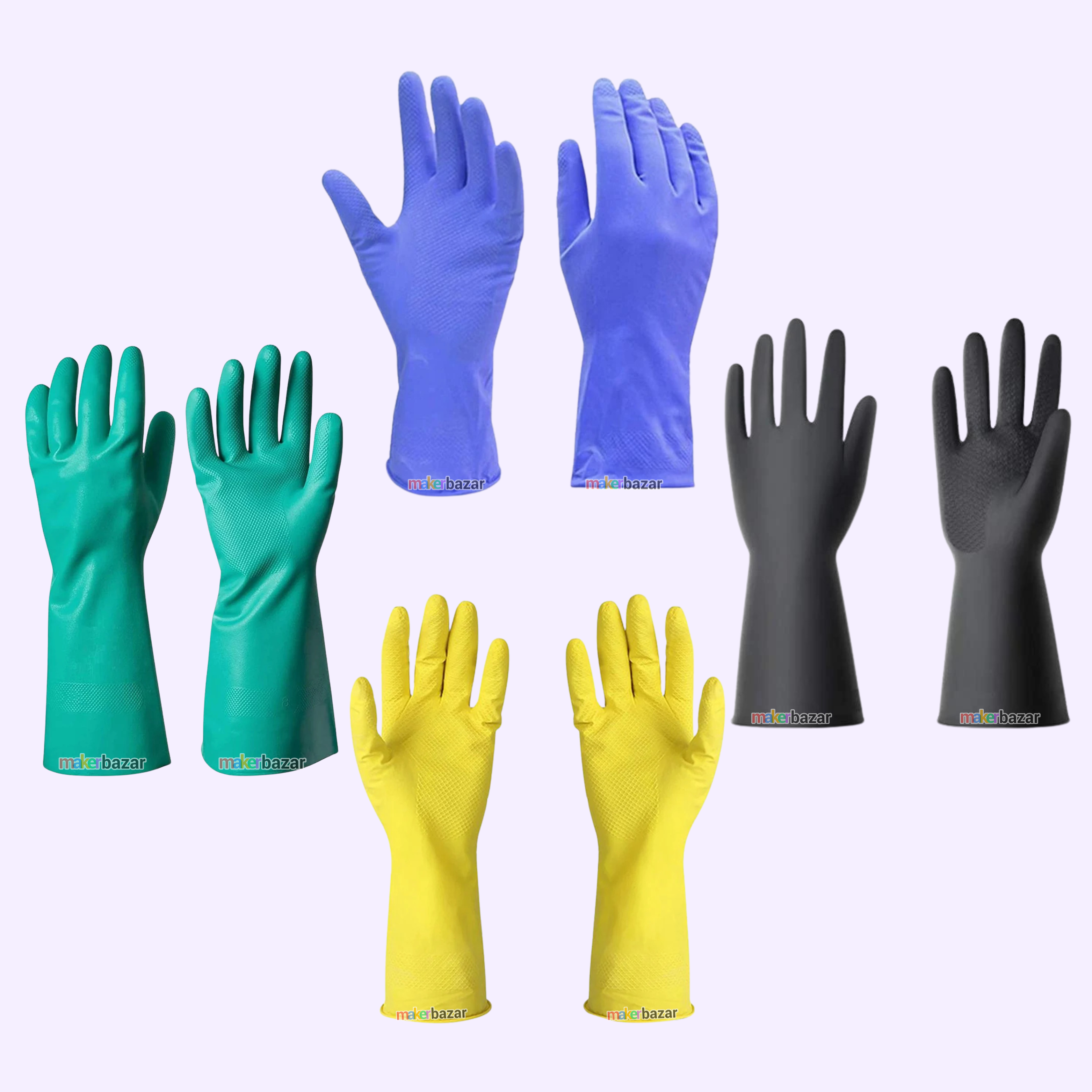 Cut Glove Reusable Rubber Hand Gloves (Pair)