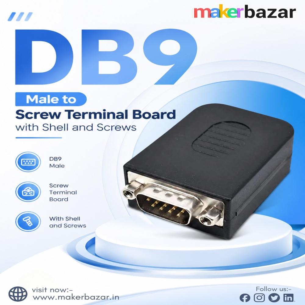 DB9 Male to Screw Terminal Board with Shell and Screws