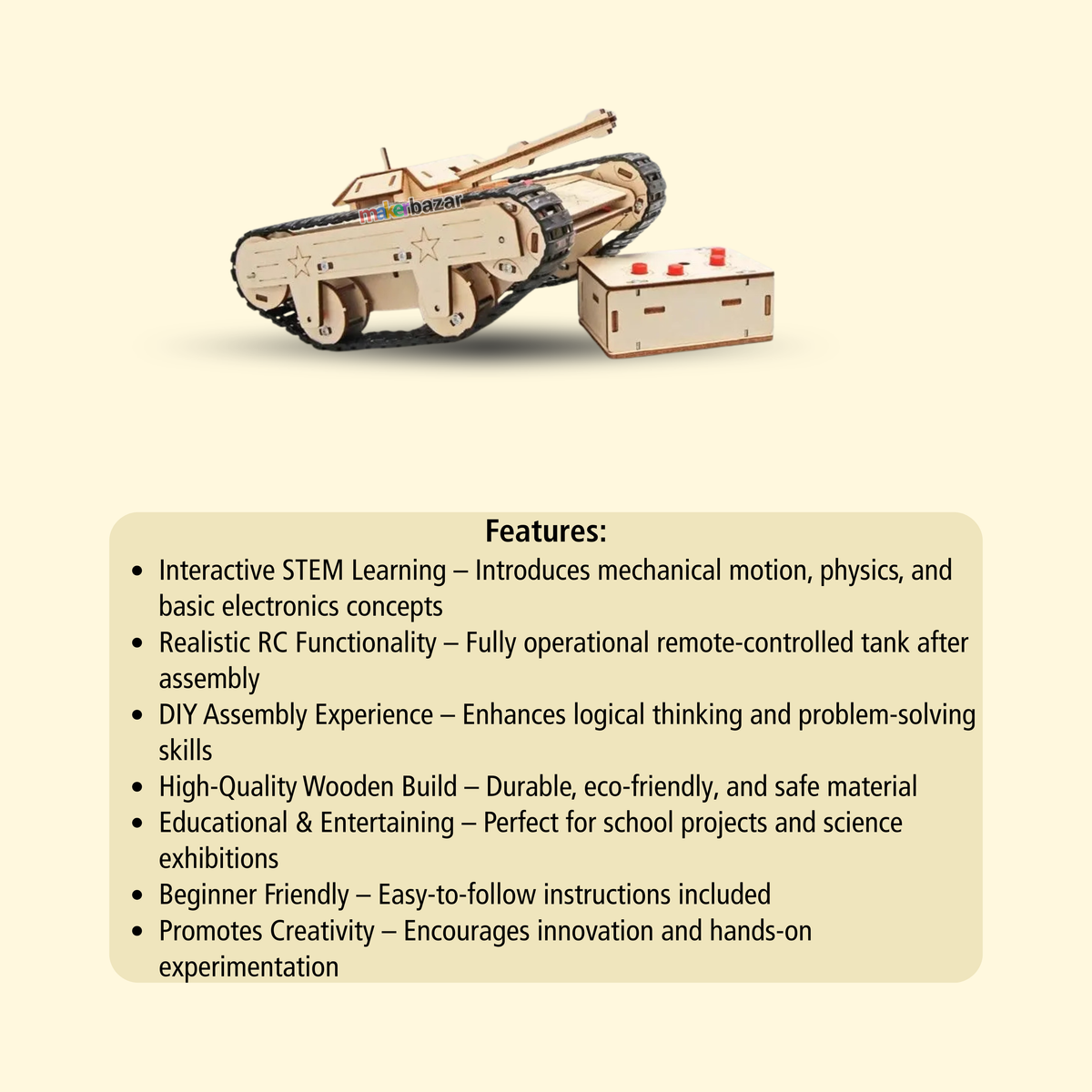 DIY Wooden RC Tank STEM Science Assembly Kit