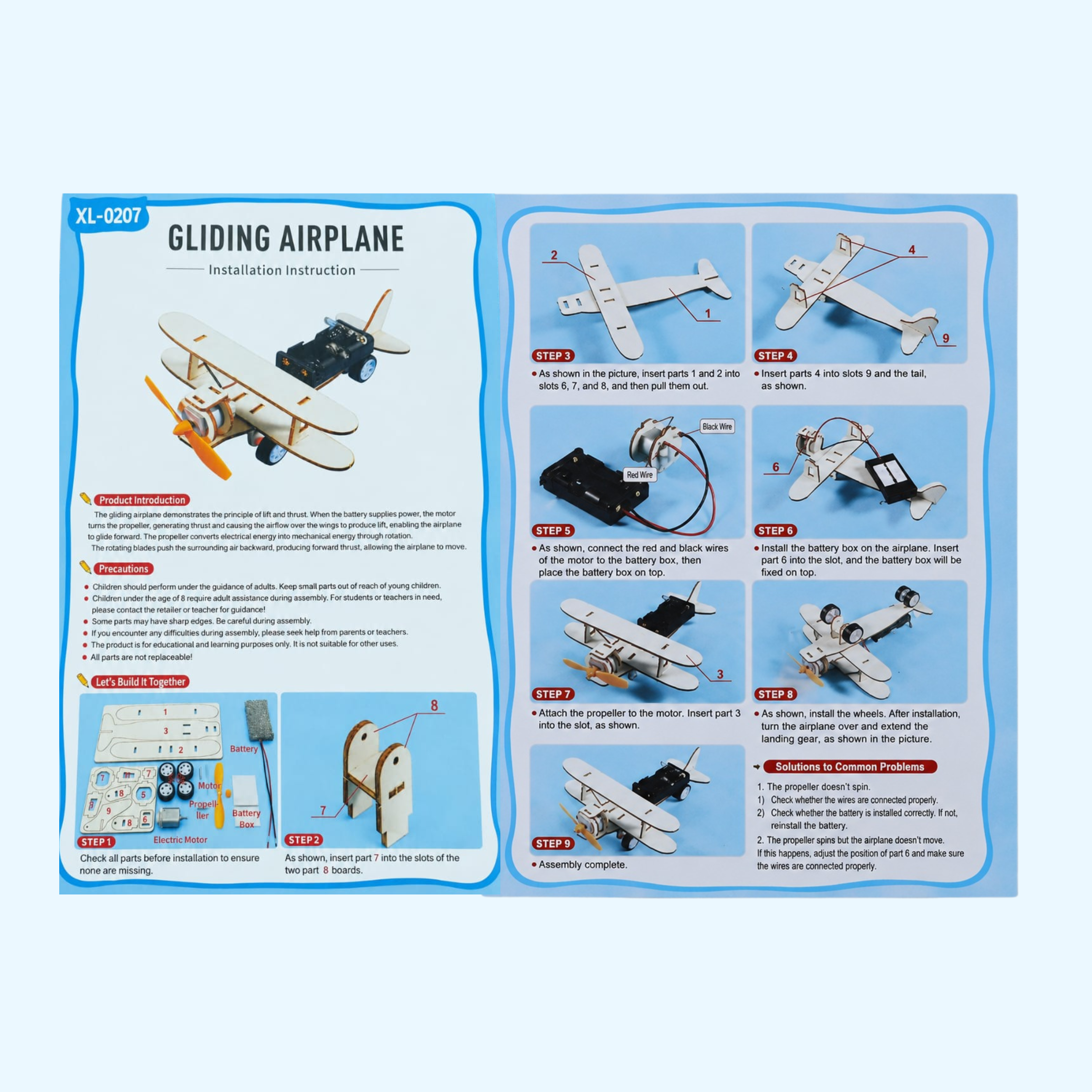 DIY Wooden Double-Wing Aero Plane Glider STEM Model Kit