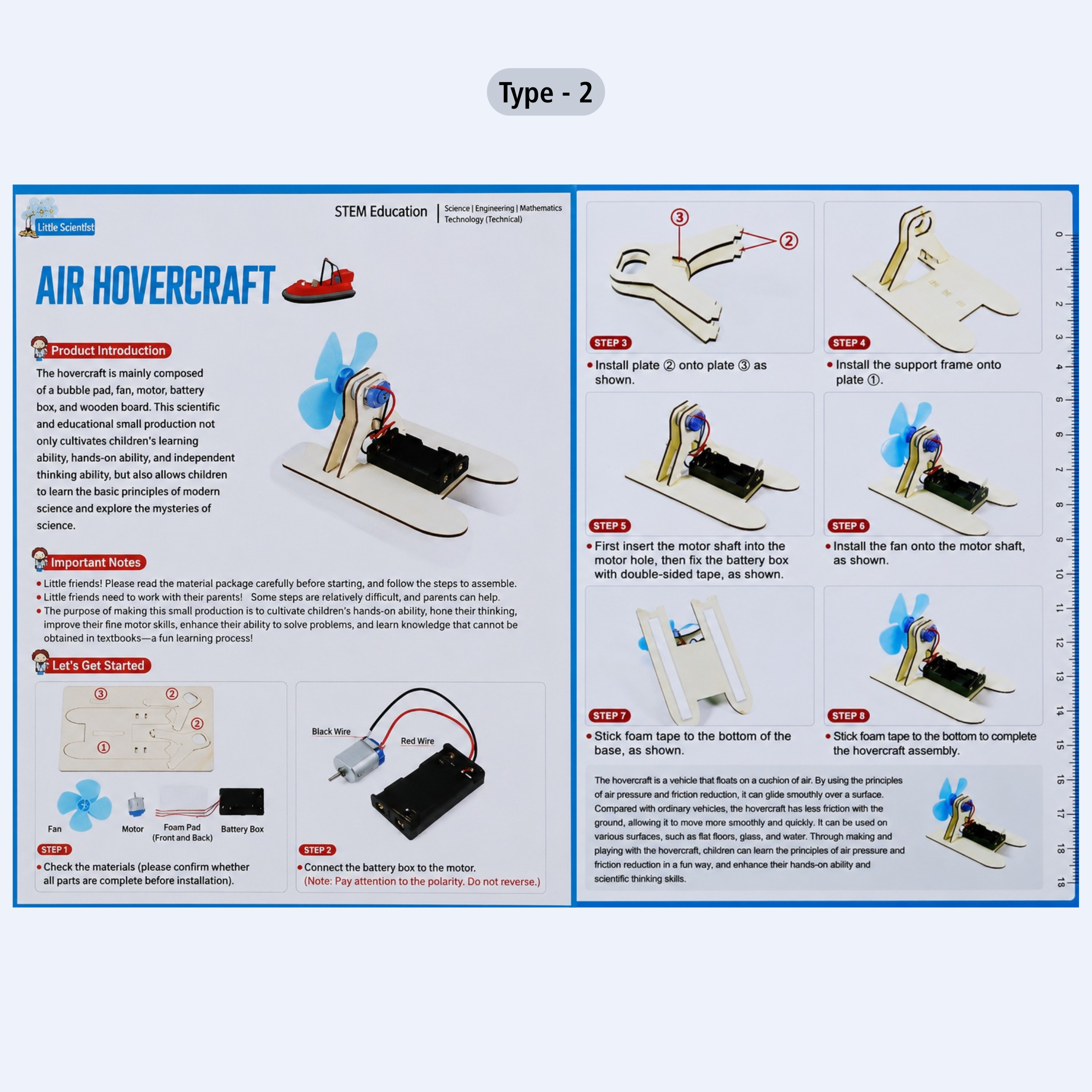 DIY Wooden Hovercraft Electric Wind Power Boat STEM Learning Kit