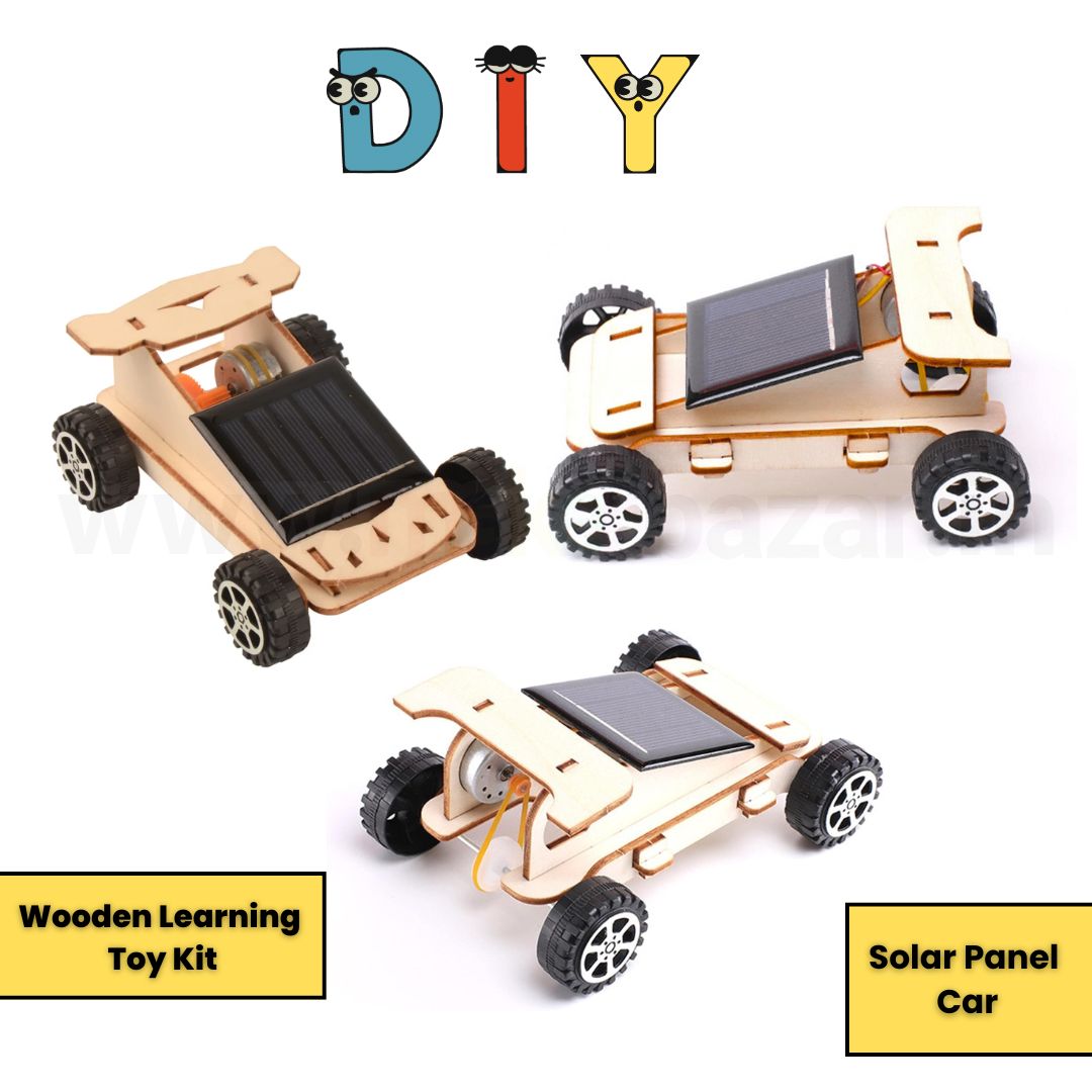 Wooden DIY Solar Panel Car Learning Toy Science Kit