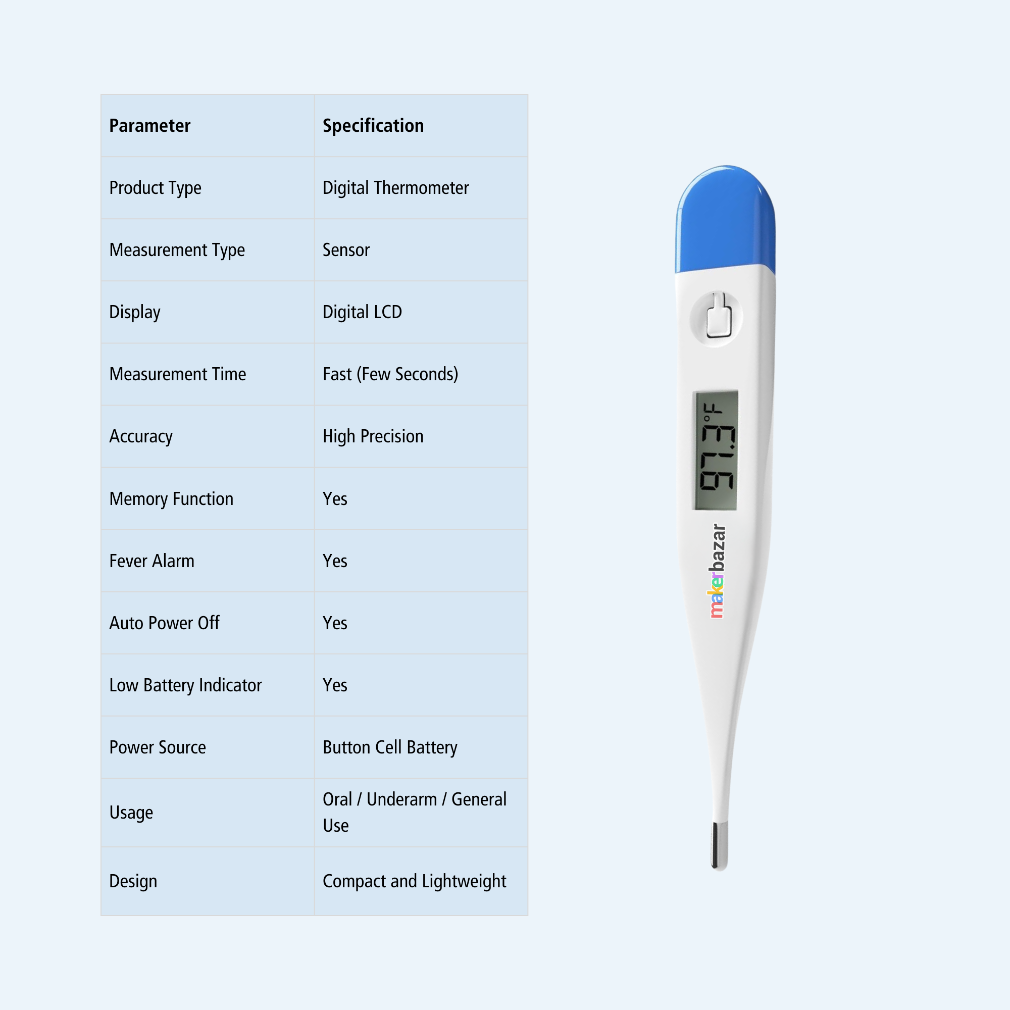 Digital Thermometer with Fever Alarm & Memory – Fast & Accurate