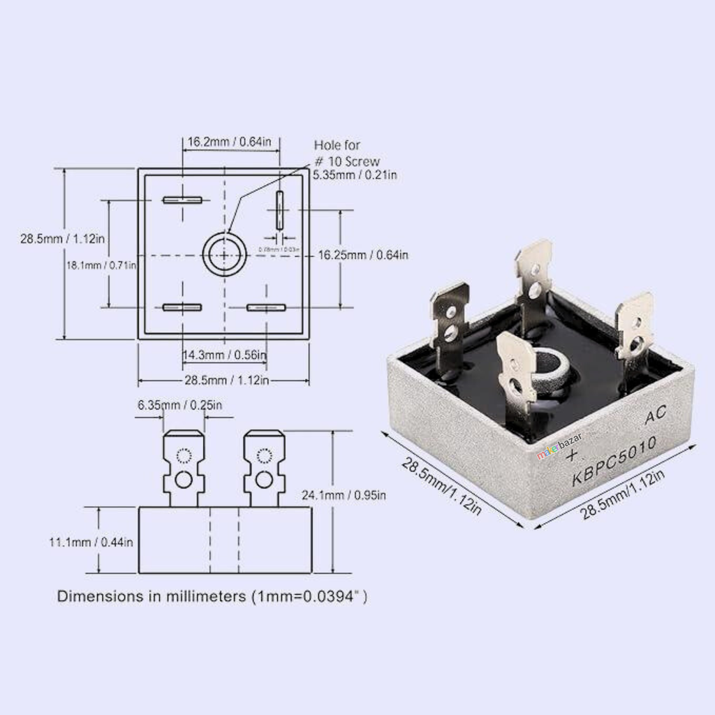 Diode Bridge Rectifier AC to DC Converter 1000–1200V