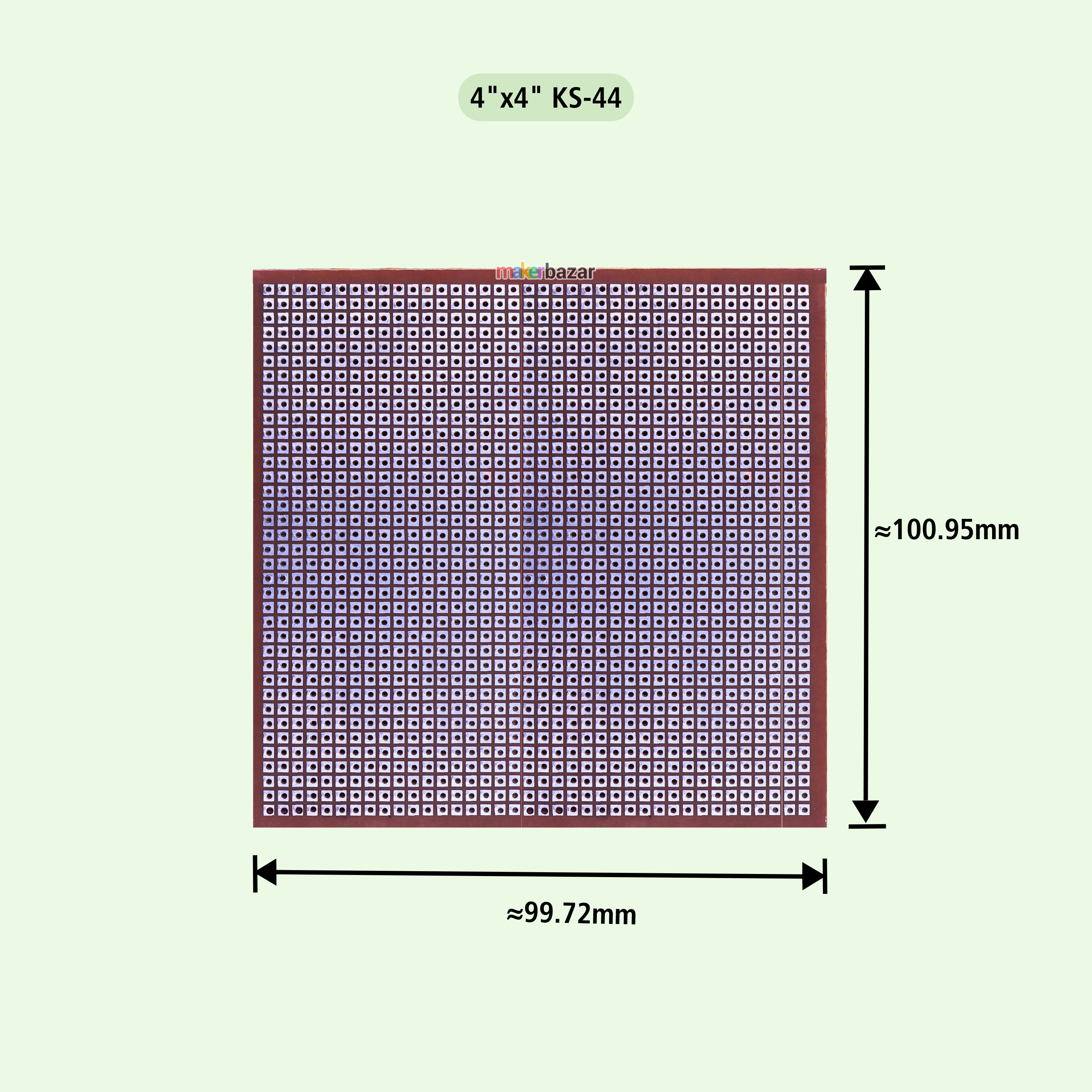 Univolt: Dot Board / Perforated Vero Board/ Single Sided Zero Board (Good Quality) - Tinted Copper