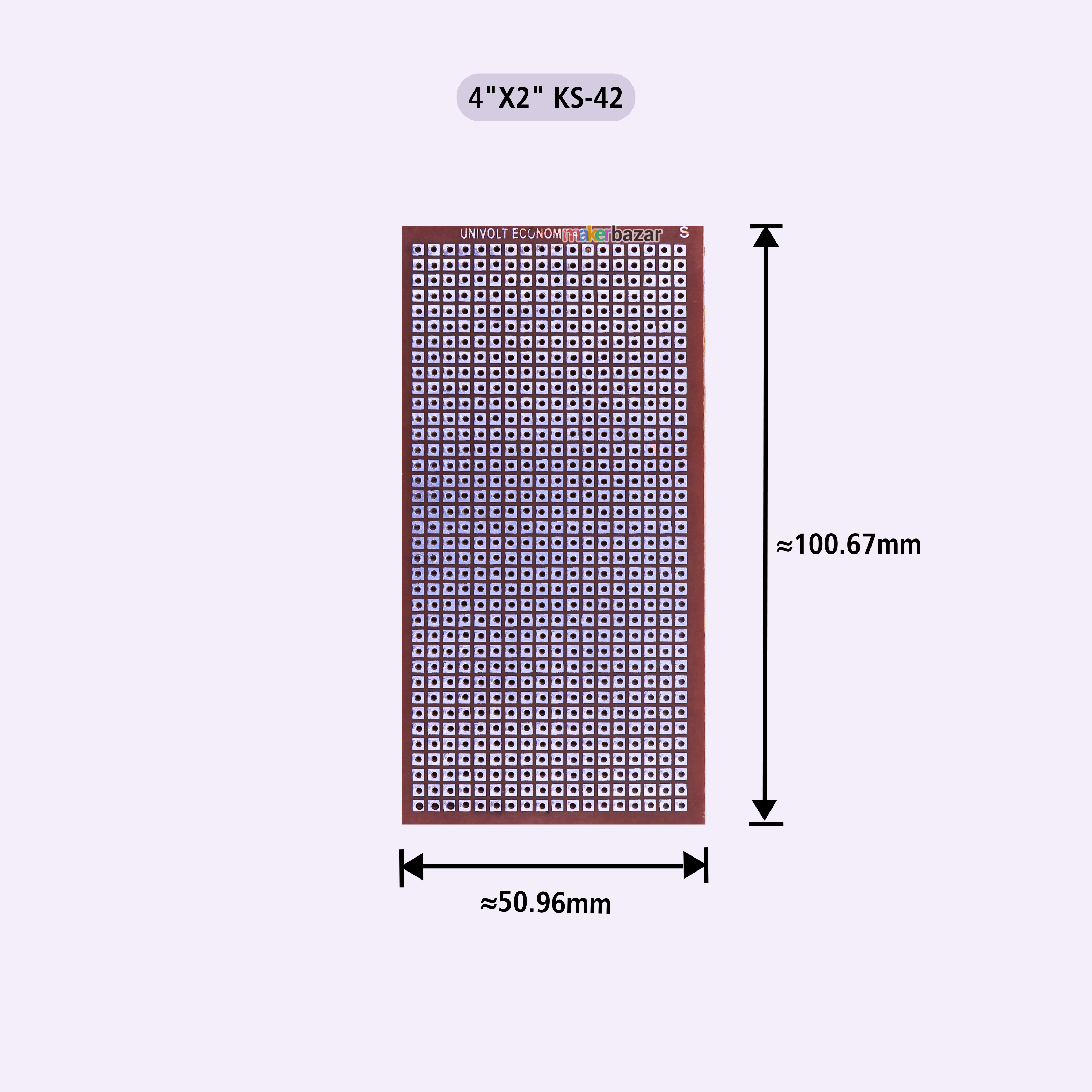 Univolt: Dot Board / Perforated Vero Board/ Single Sided Zero Board (Good Quality) - Tinted Copper