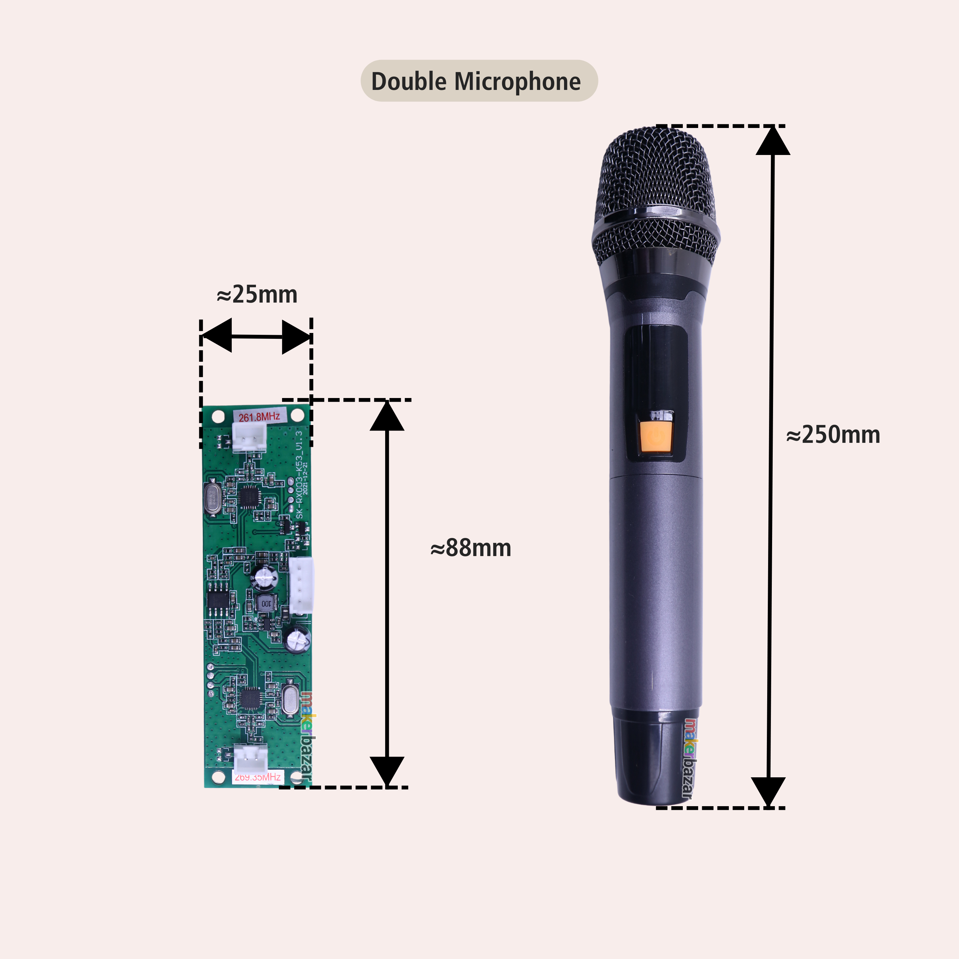 Wireless Microphone with Portable Receiver Module (Single/Dual)