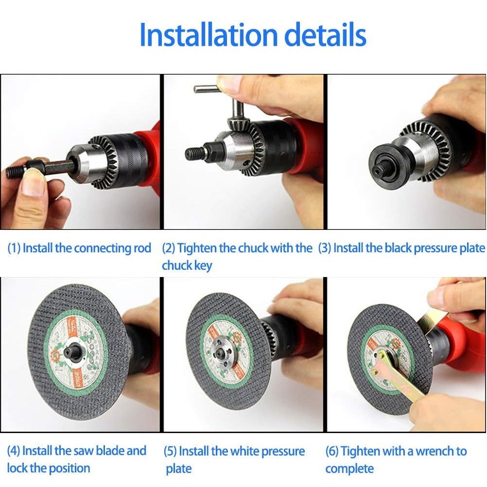 Drill Angle Grinder Adapter with Flange Nut Parts 5pcs Set