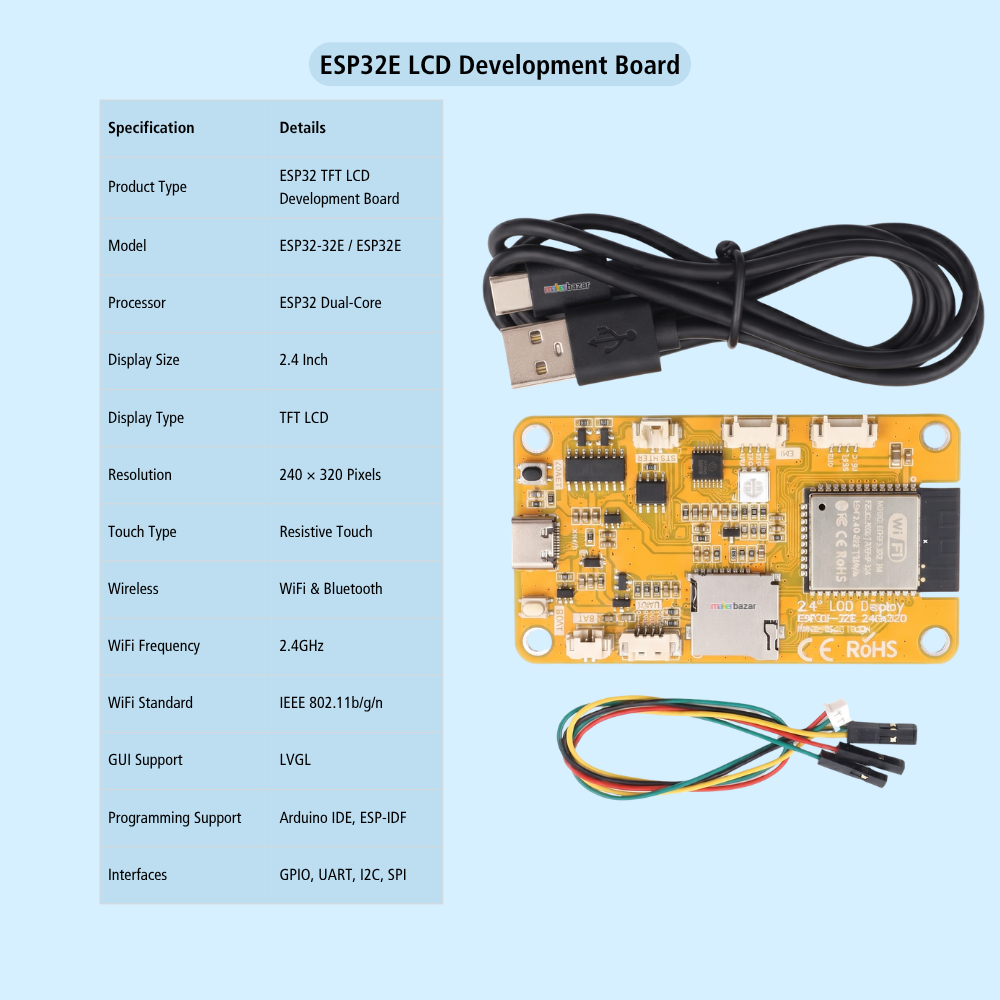 ESP32E 2.4Inch TFT LCD Development Board