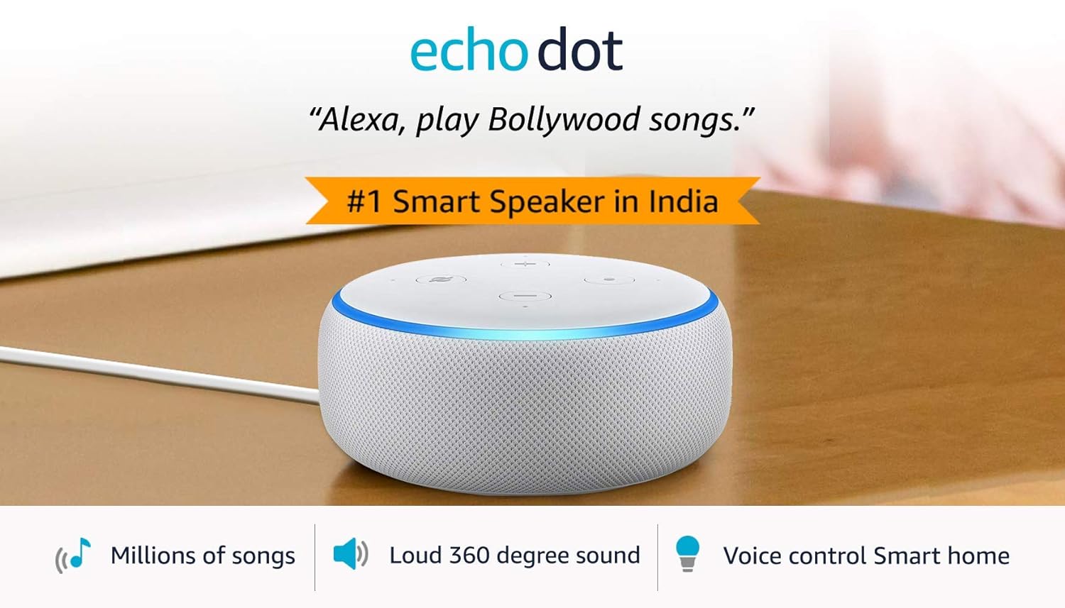 Refurbished 3rd Gen Echo Dot Smart Speaker White - Main Image