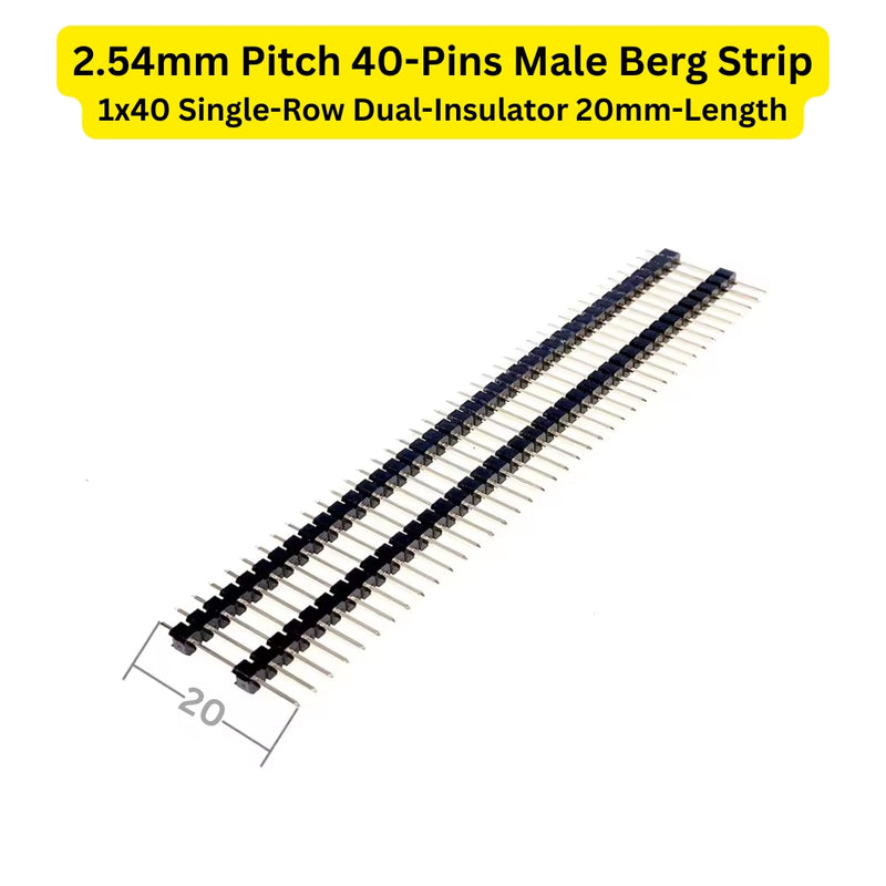 Connector Module Strip 2.54mm 40-Pin Male Berg Strip Connector – Straight & Right-Angle Headers
