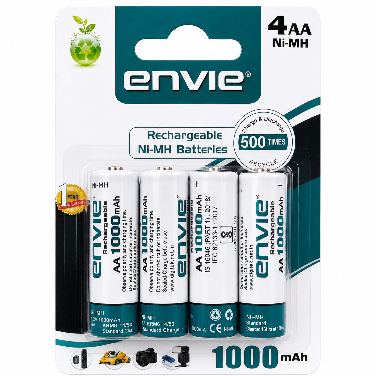Envie: 1.2V AA Rechargeable Batteries