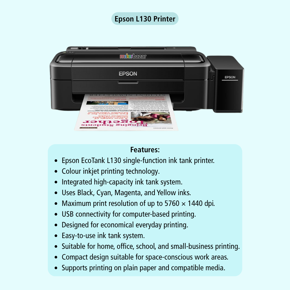 Epson EcoTank L130 Single Function Ink Tank Printer