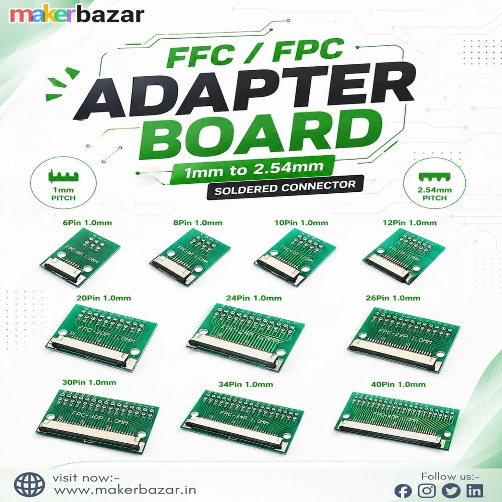 FFC / FPC Adapter Board 1mm to 2.54mm Soldered Connector