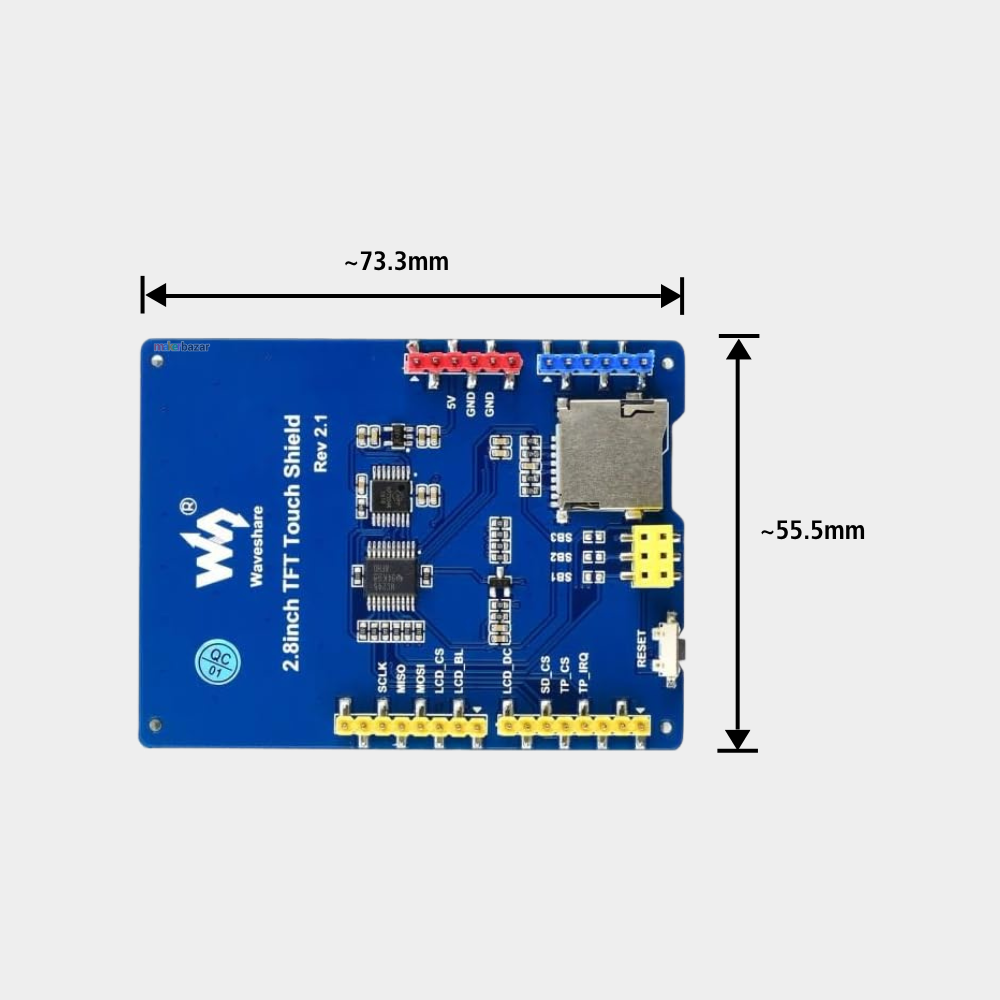 Waveshare 2.8 Inch TFT Touch Shield Rev 2.1 for Arduino | 320x240 LCD ...