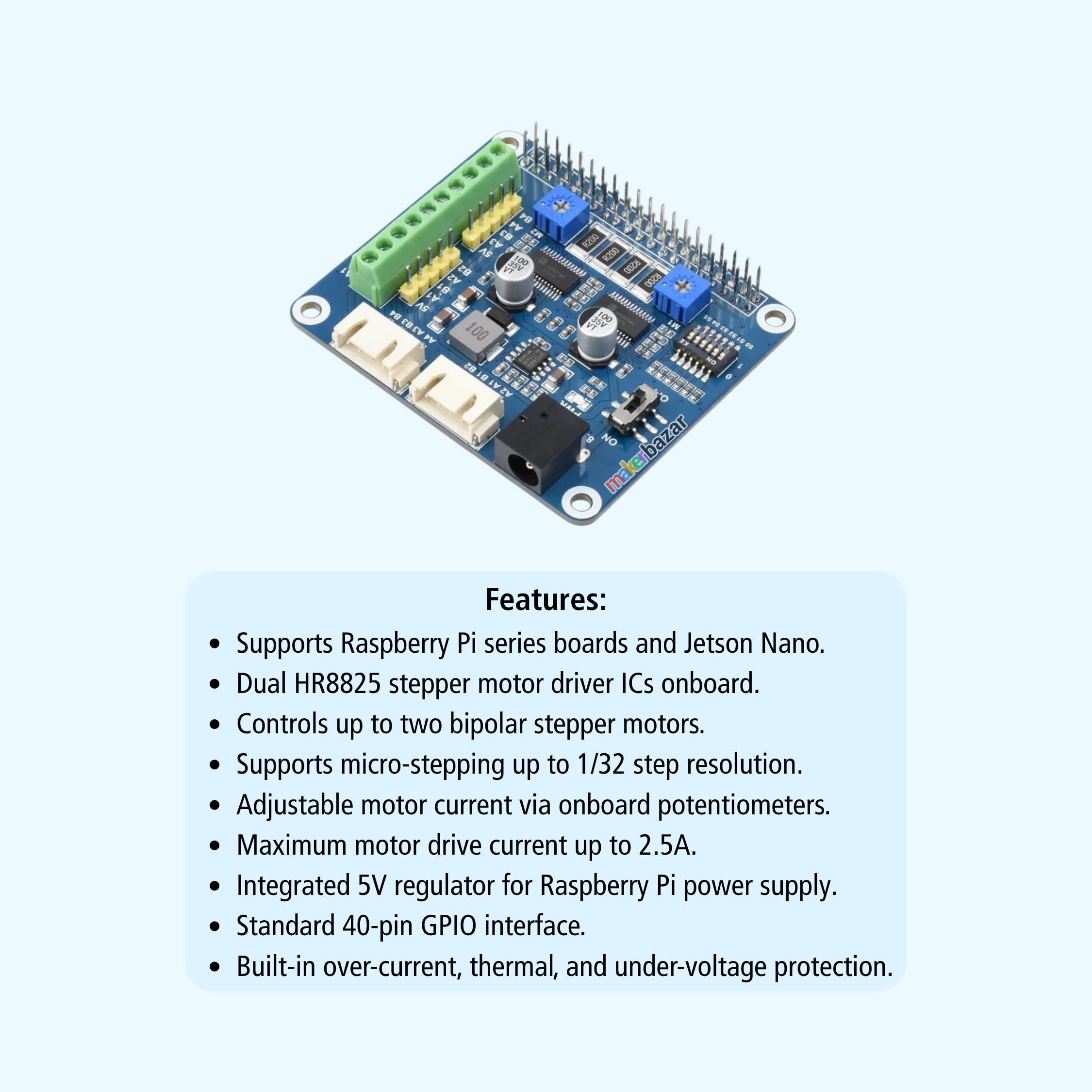 Waveshare HRB8825 Stepper Motor HAT for Raspberry Pi & Jetson Nano