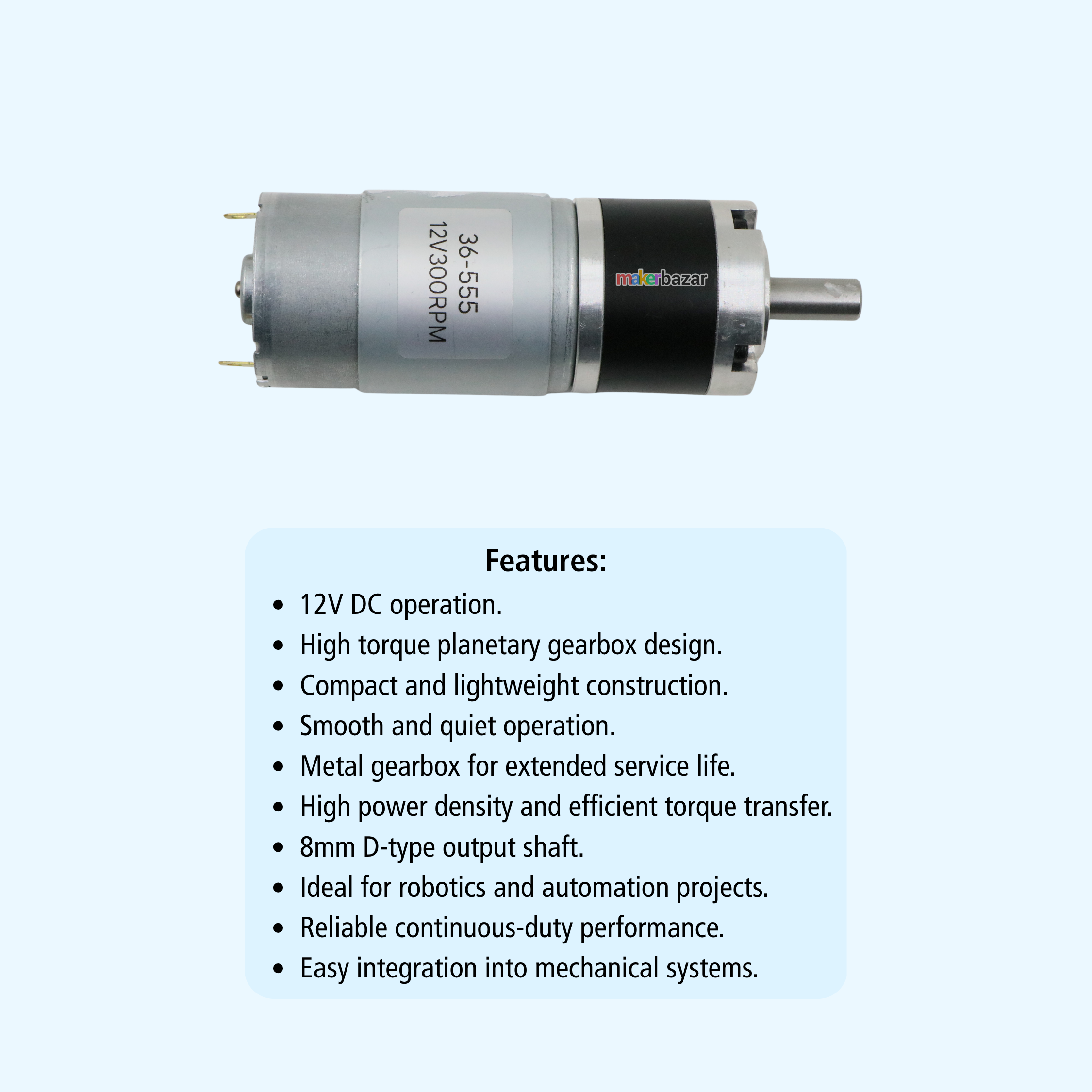 PG36-555 Planetary Gear 12V High Torque Metal Gear DC Motor