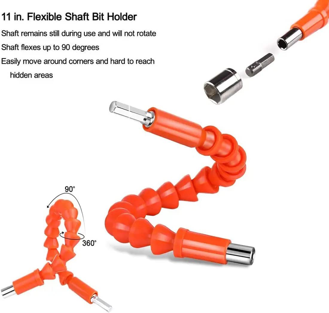 [Type 2] Flexible Drill Bit Extension Shaft with Screwdriver Bits & Socket Set
