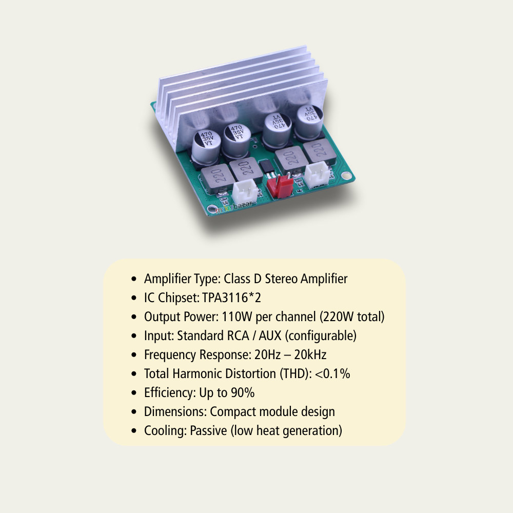 TPA3116x2 Dual Channel 100+100Watt Class D Audio Amplifier Board
