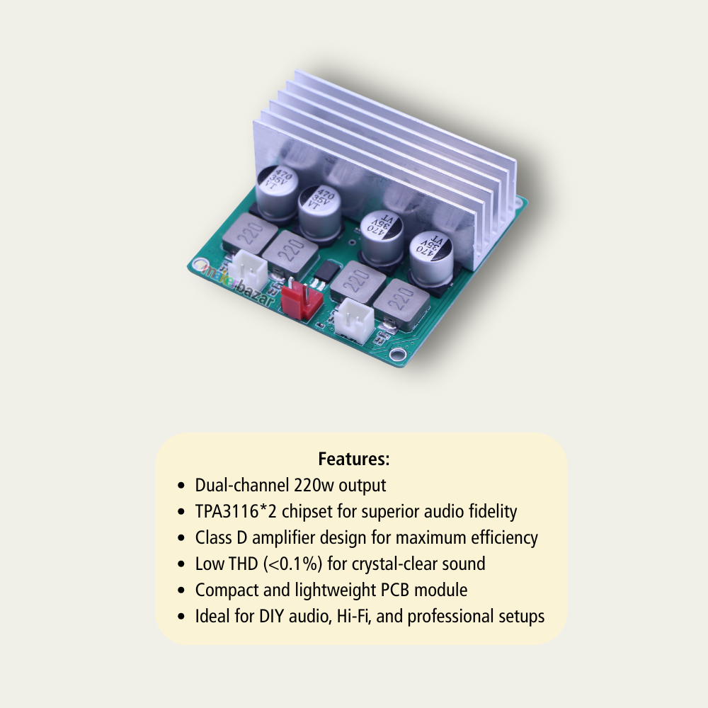 TPA3116x2 Dual Channel 100+100Watt Class D Audio Amplifier Board