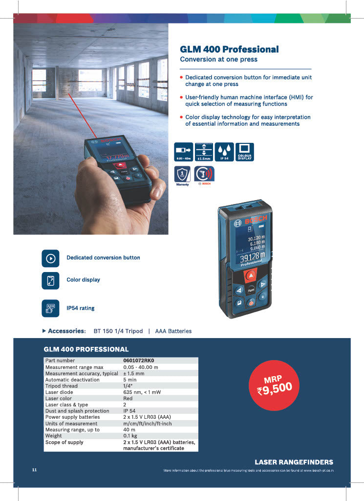 Bosch Professional Digital Laser Measure Rangefinder Devices