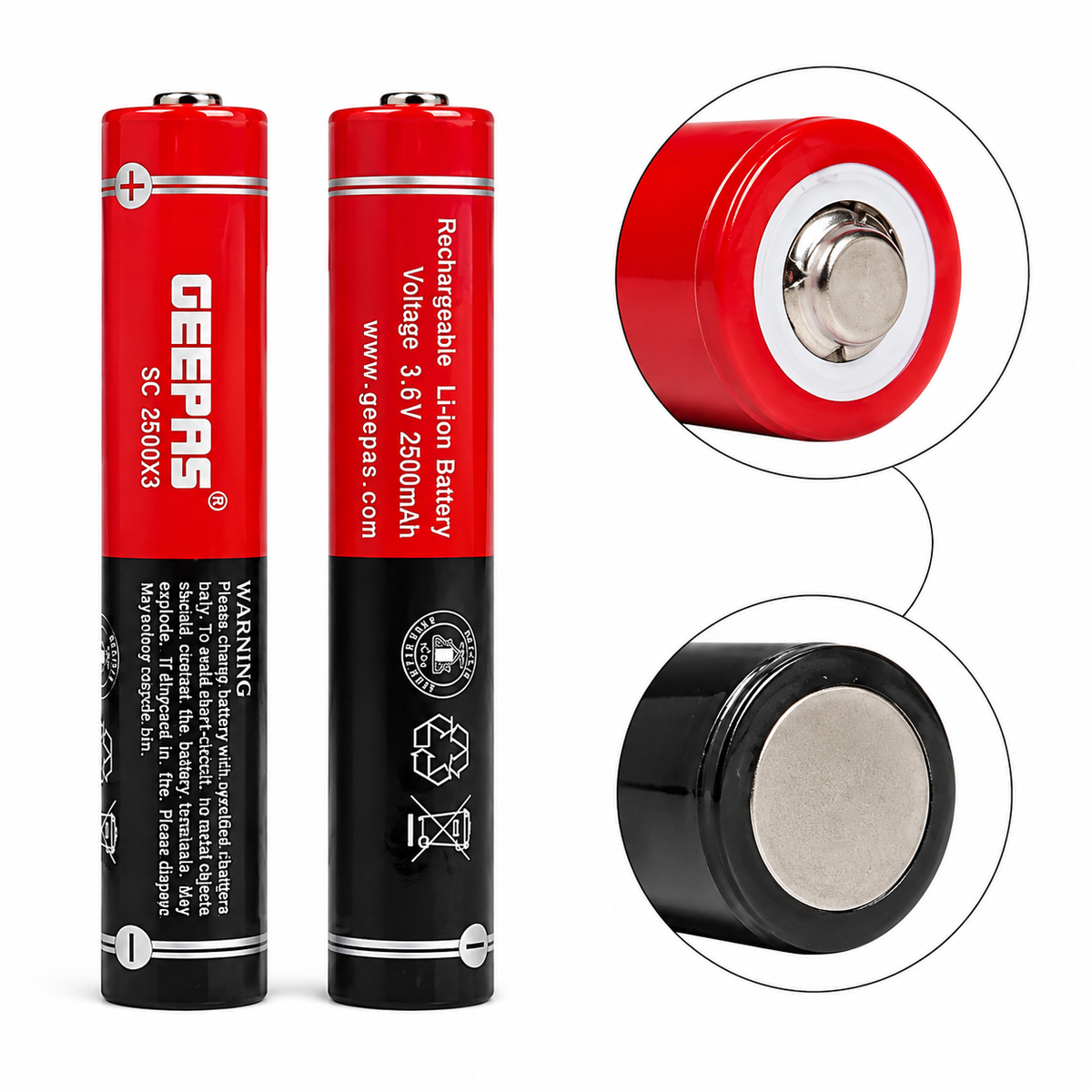 Geepas: 3.6V Size-3SC Cell Rechargeable Battery with Button Top