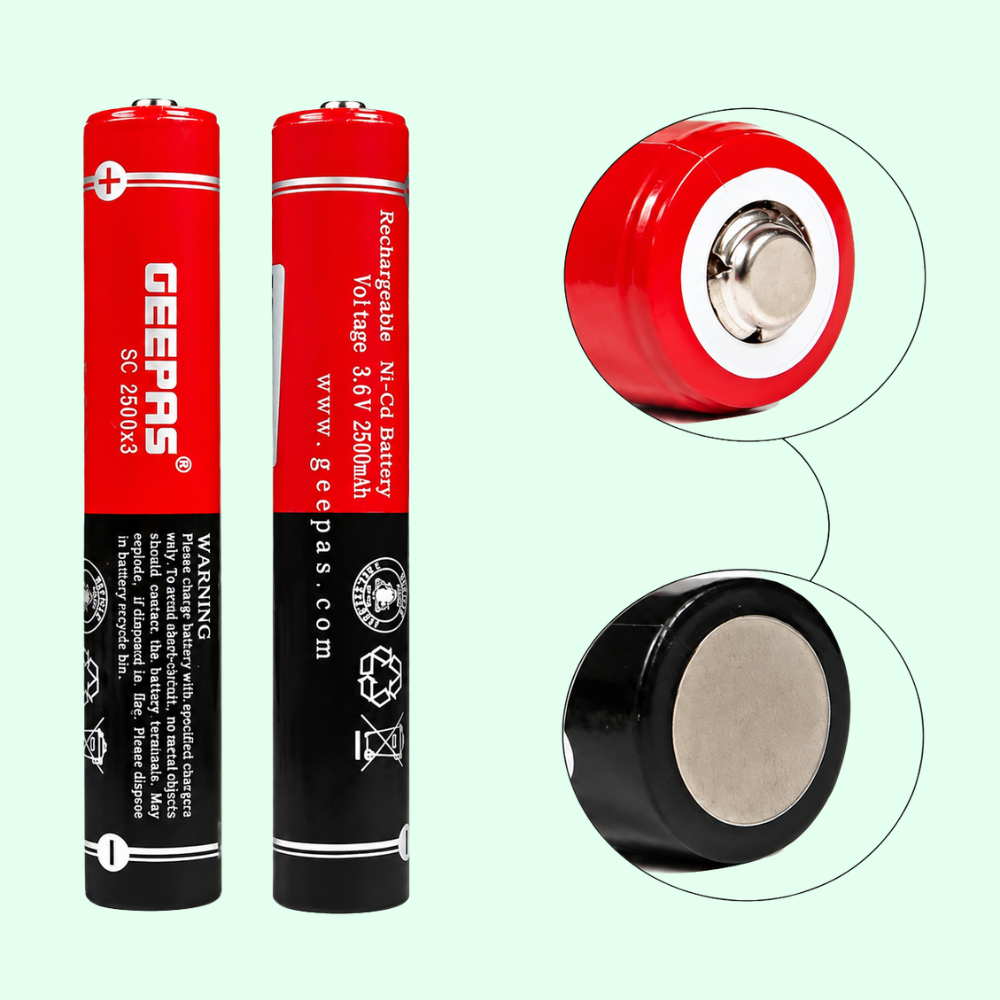Geepas: 3.6V Size-3SC Cell Rechargeable Battery with Button Top