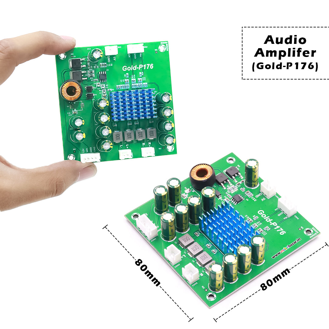 Gold-P176 12V-24V Dual Channel 50-Watt Audio Amplifier Board