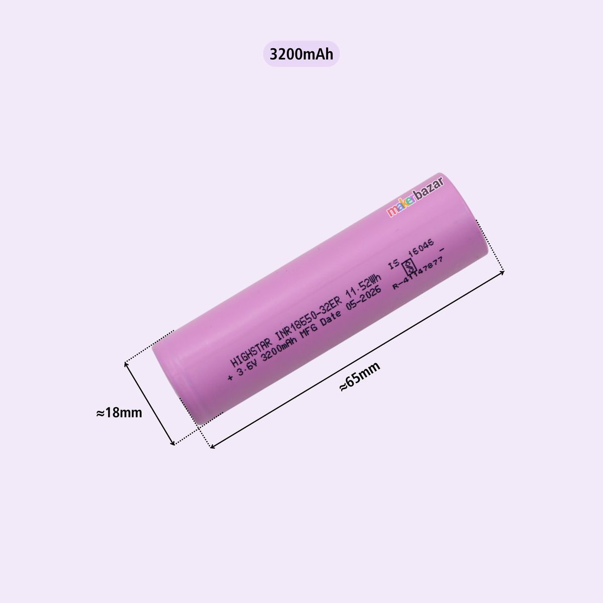 HIGHSTAR 18650 3200mAh 3.6V 3C Rechargeable Li-ion Battery