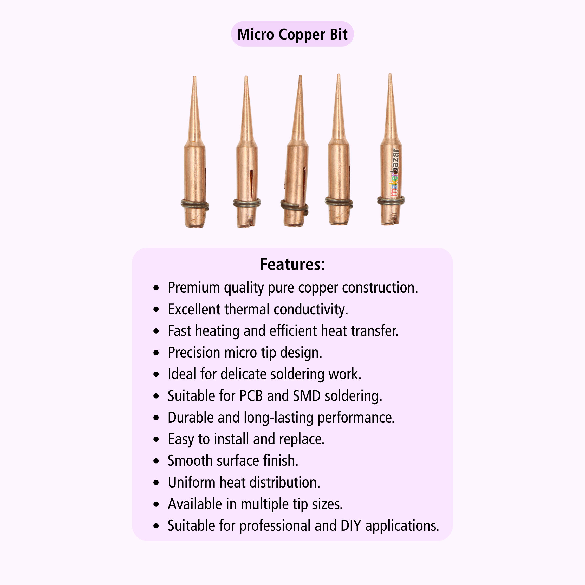 Micro Copper Soldering Iron Bits for Precision Soldering