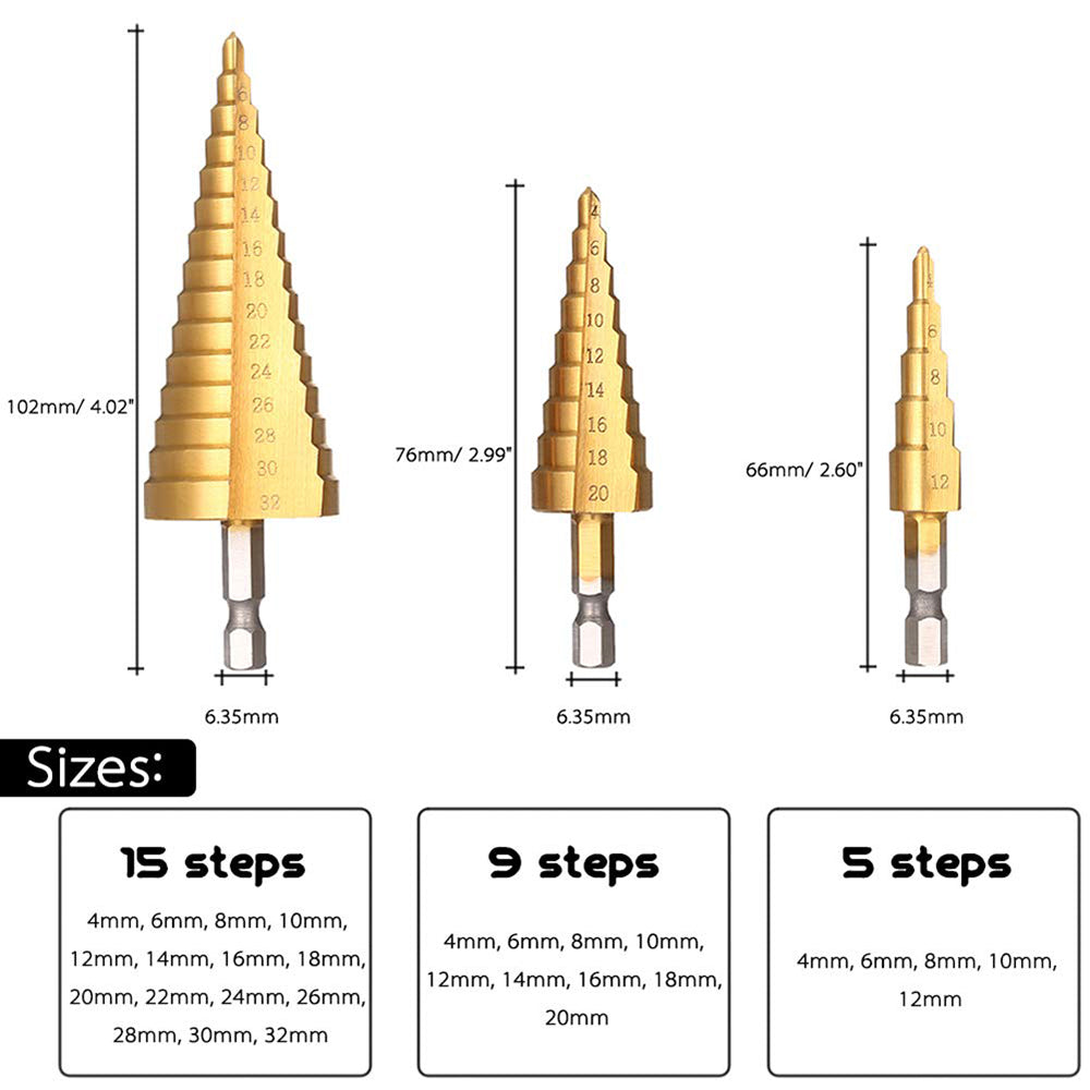 High-Speed Steel Step Drill Cone