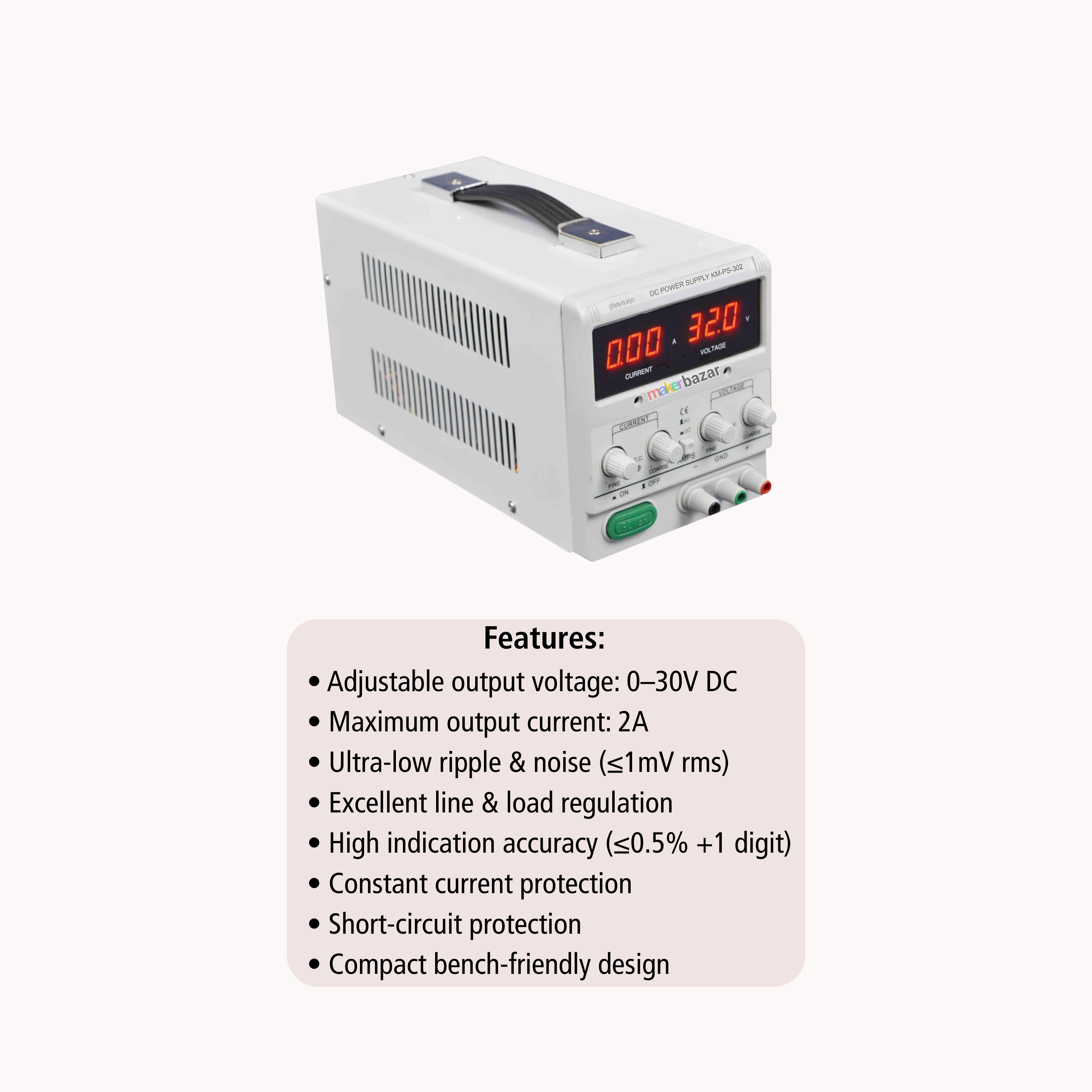 HTC DC-3002 0–30V 2A Linear Regulated DC Power Supply
