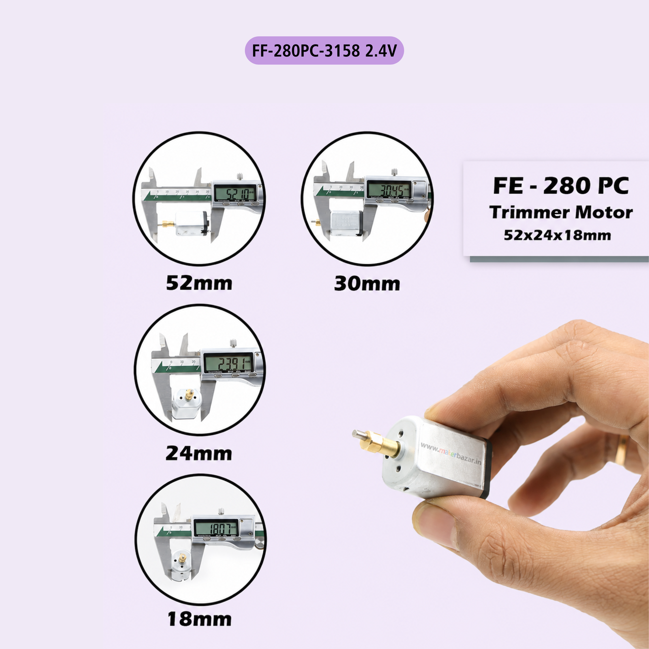 Hair Clipper Trimmer Shaver DC Motor 52×24×18mm