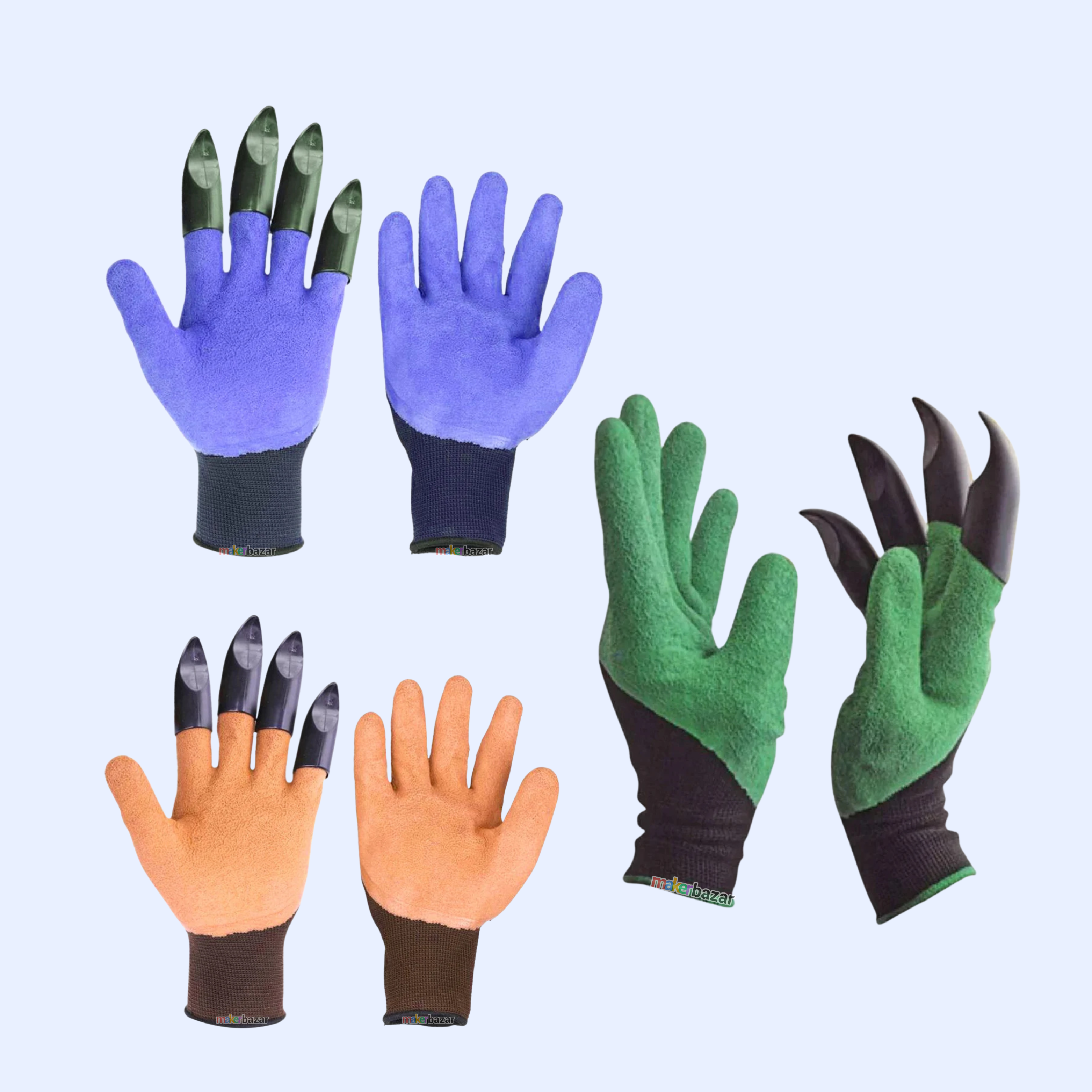 Heavy Duty Garden Farming Gloves (Pair) Washable with Right Hand Fingertips