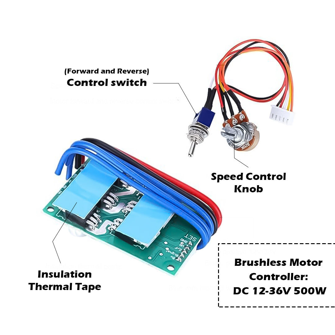 [Type-3] DC 12-36V 500W Brushless Motor Controller Driver Board Assembled No Hall