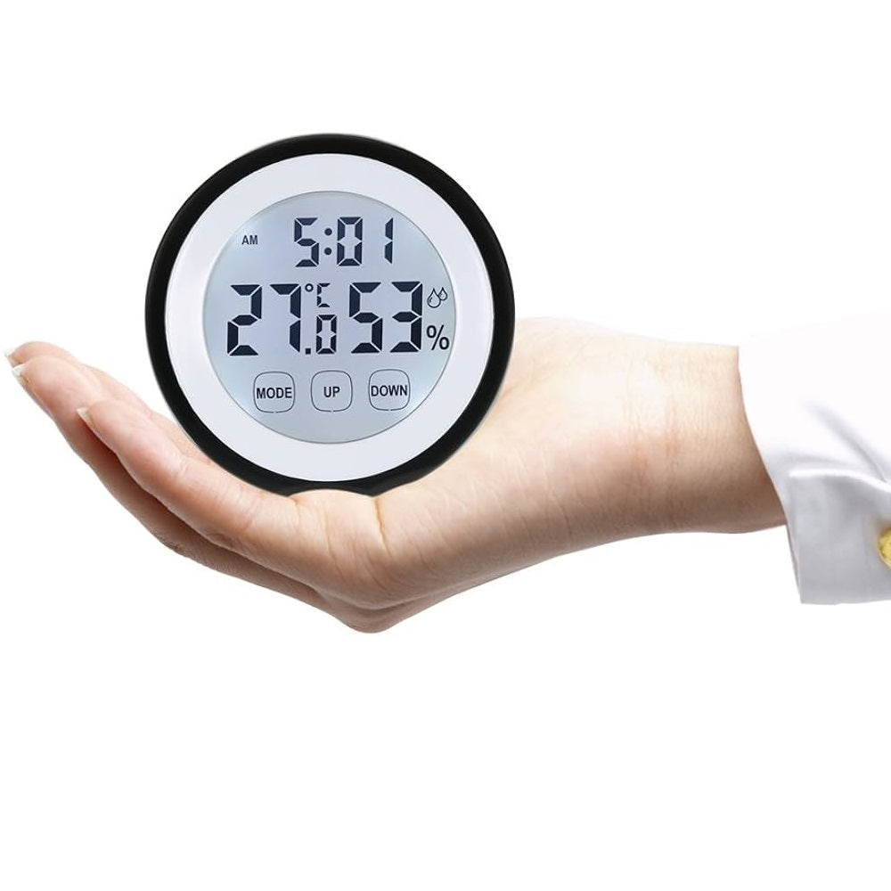 High Precision Large Screen Electronic Indoor Temperature, Humidity Thermometer with Clock Alarm