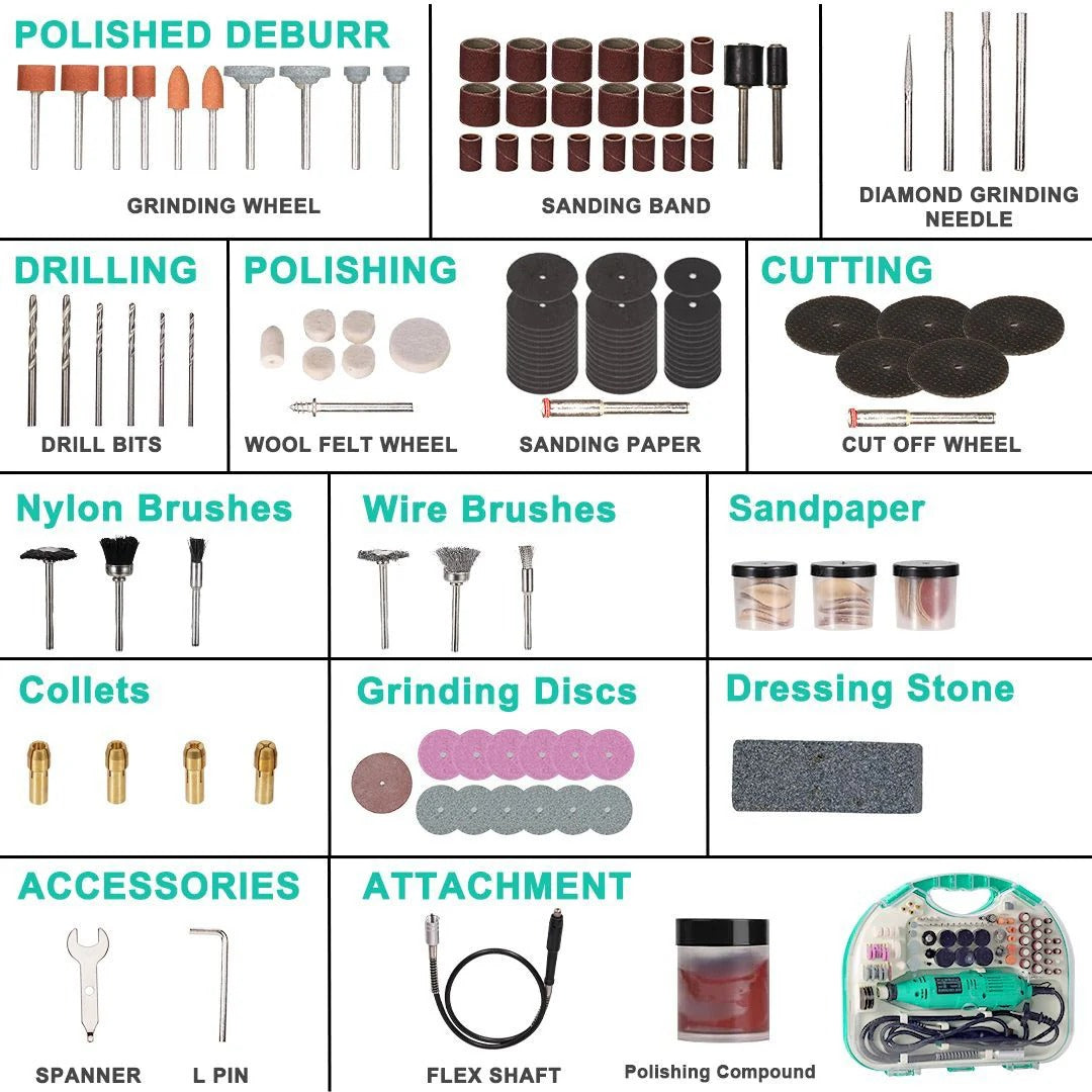 211-Pieces Multifunctional Mini Rotary Die Grinder Kit