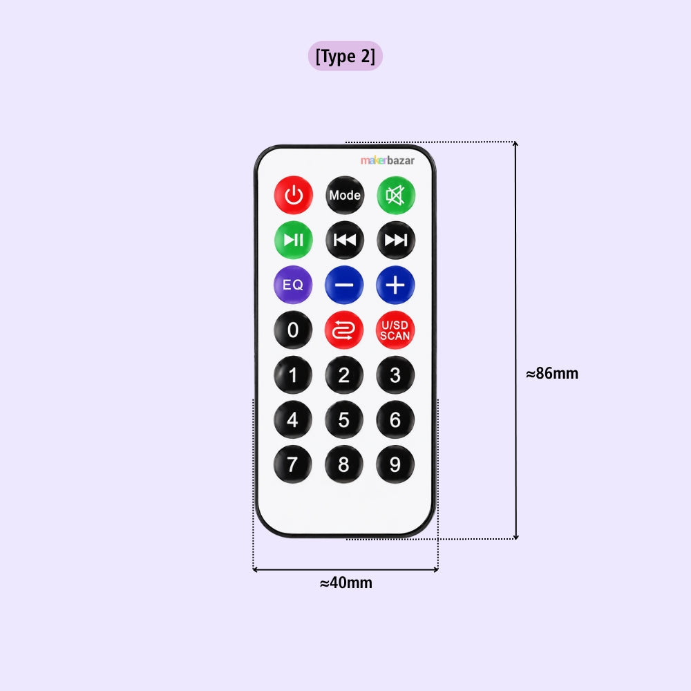Infrared IR Slim Remote Controller for RC Devices/Audio Player/DIY Projects