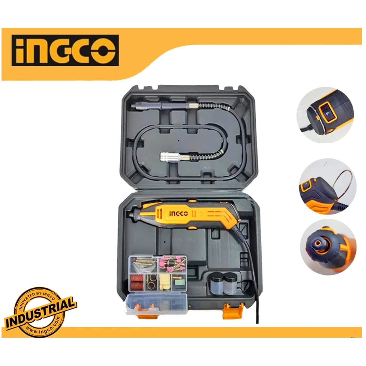 Ingco MG13328 130W Mini Die Grinder 109-in-1 Wood Carving Rotary Tool Kit